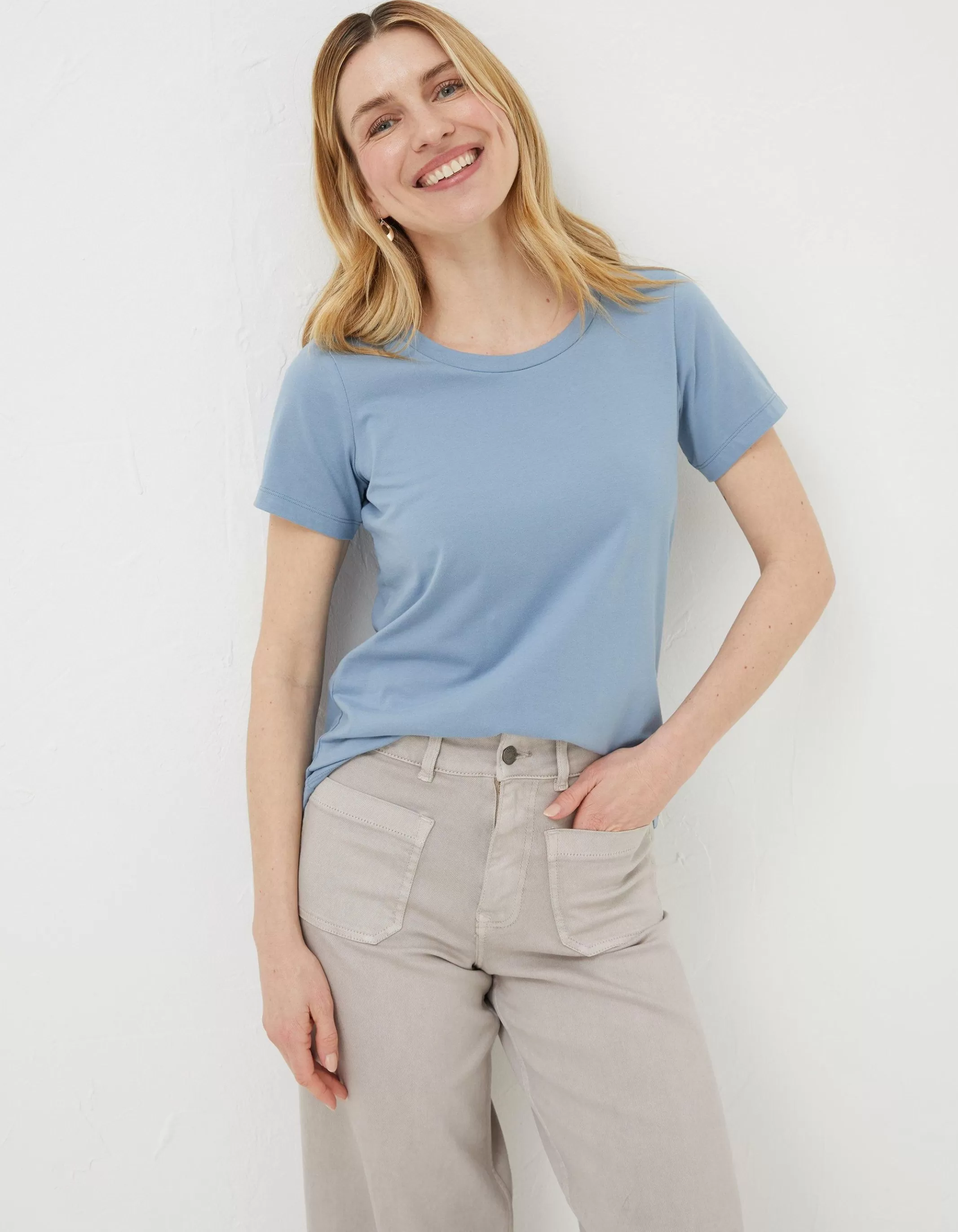 Cheap FatFace Organic Cotton Belle Tee Light Blue
