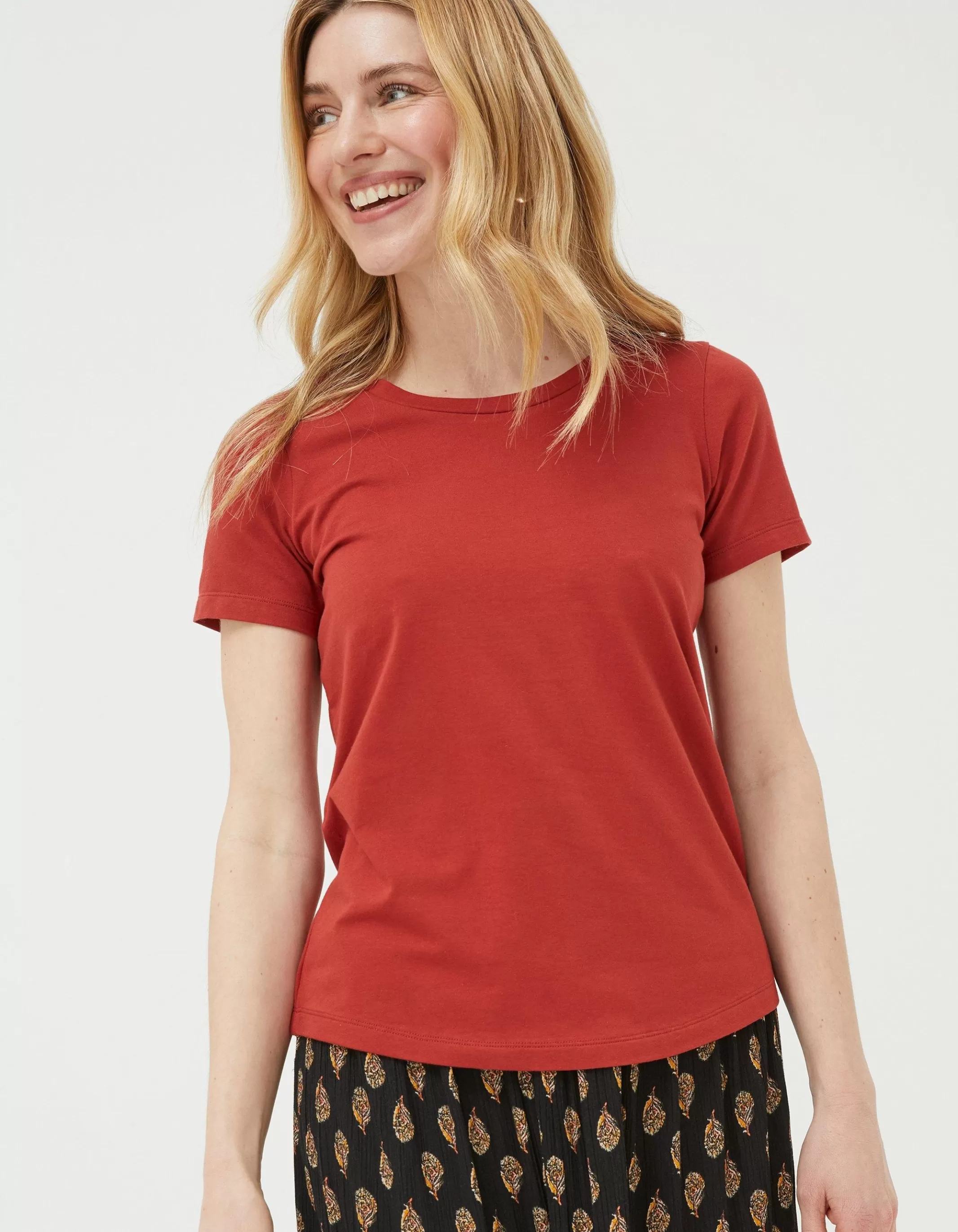 Best Sale FatFace Organic Cotton Belle Tee Rust Red