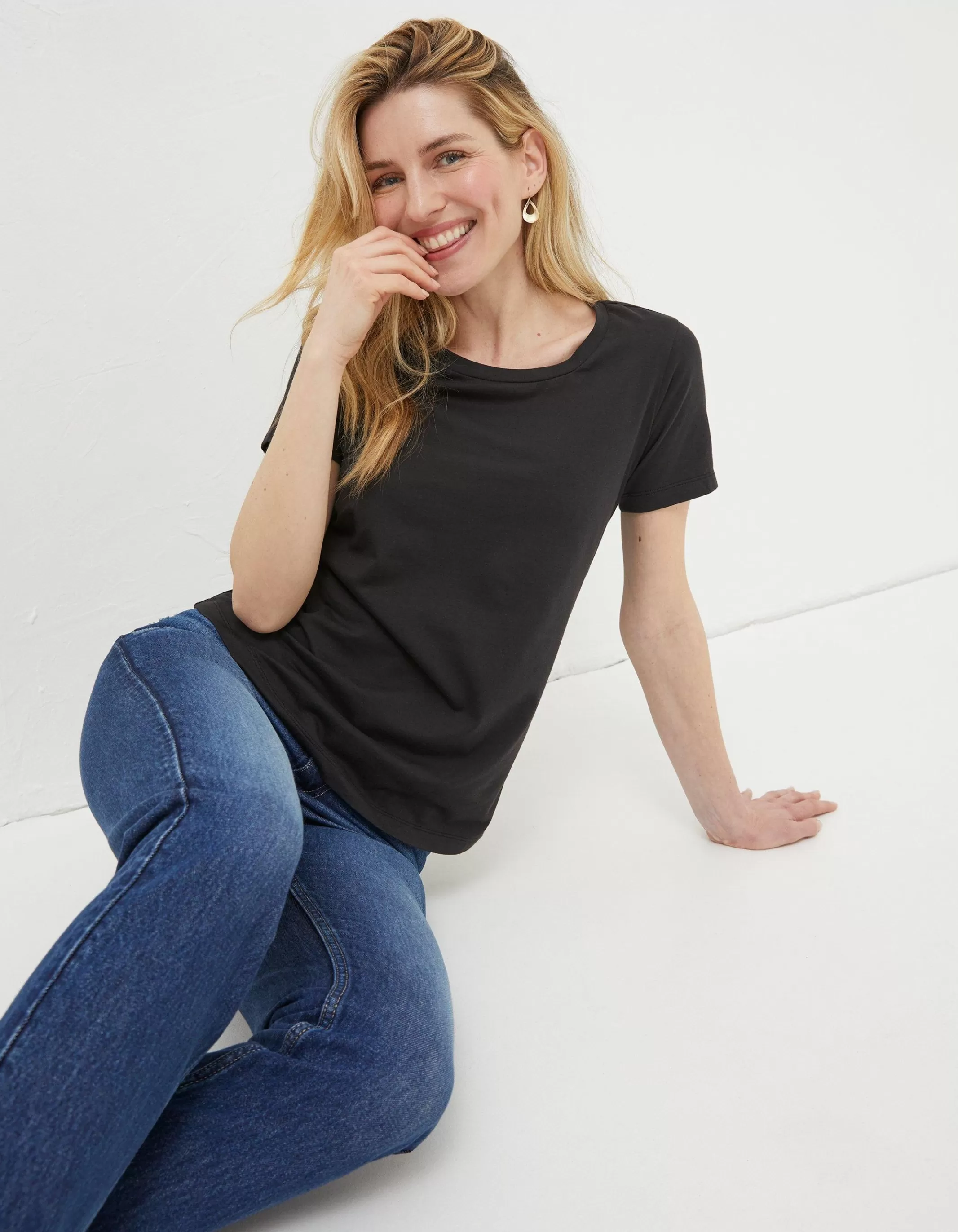 Cheap FatFace Organic Cotton Belle Tee Black