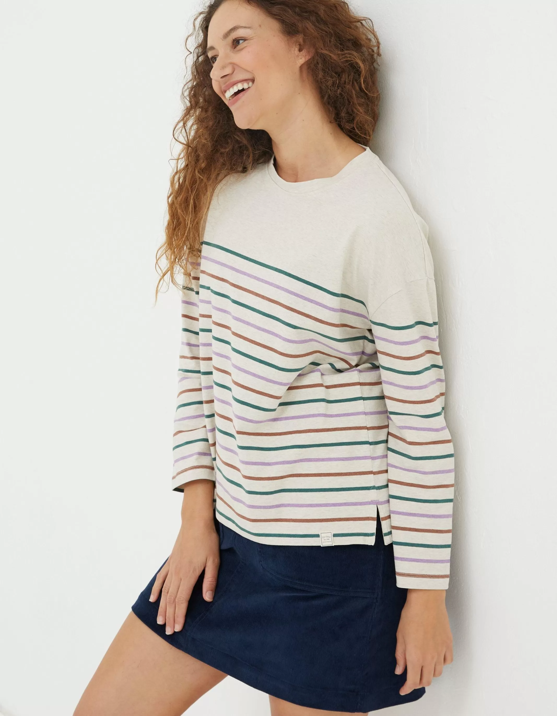 Sale FatFace Organic Cotton Boyfriend Breton Cream