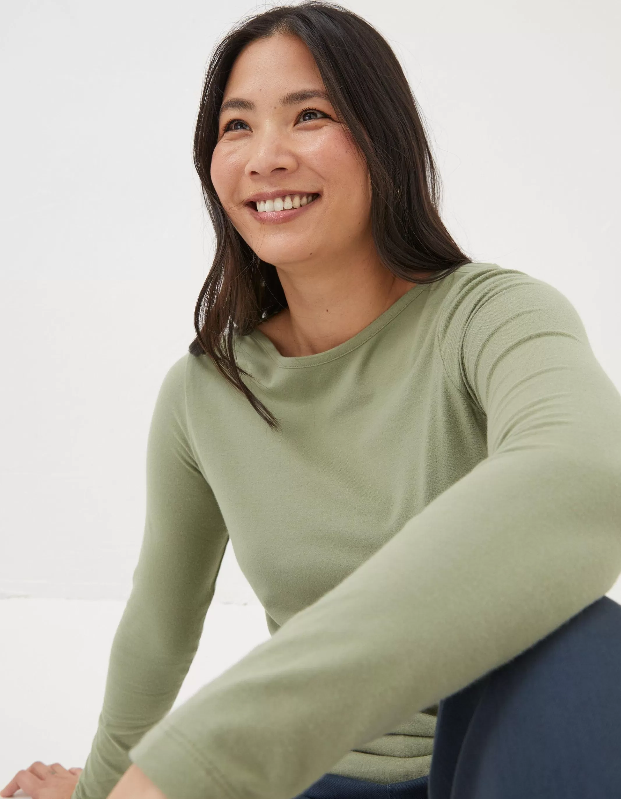 Clearance FatFace Organic Cotton Bree Tee Sage Green