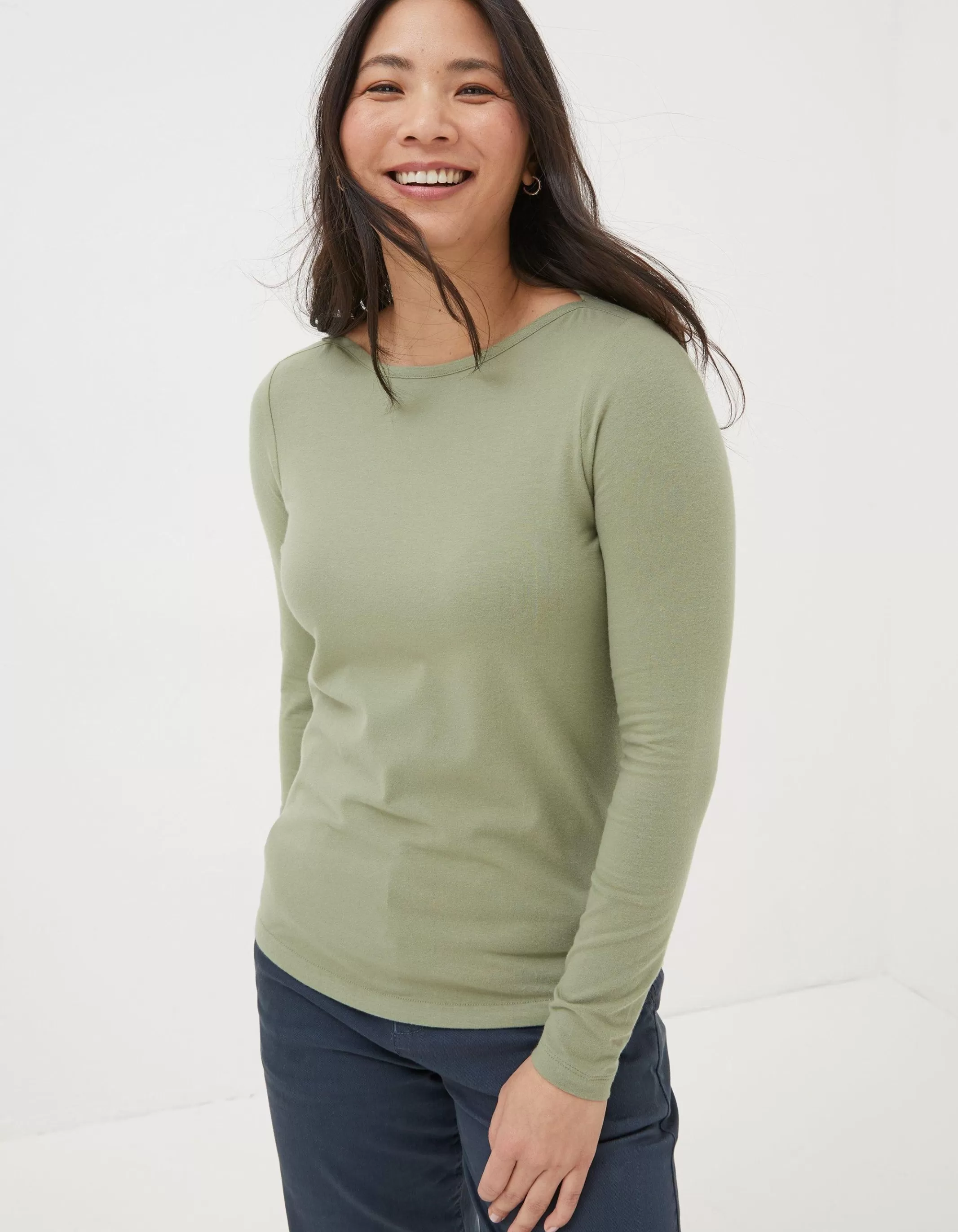 Clearance FatFace Organic Cotton Bree Tee Sage Green