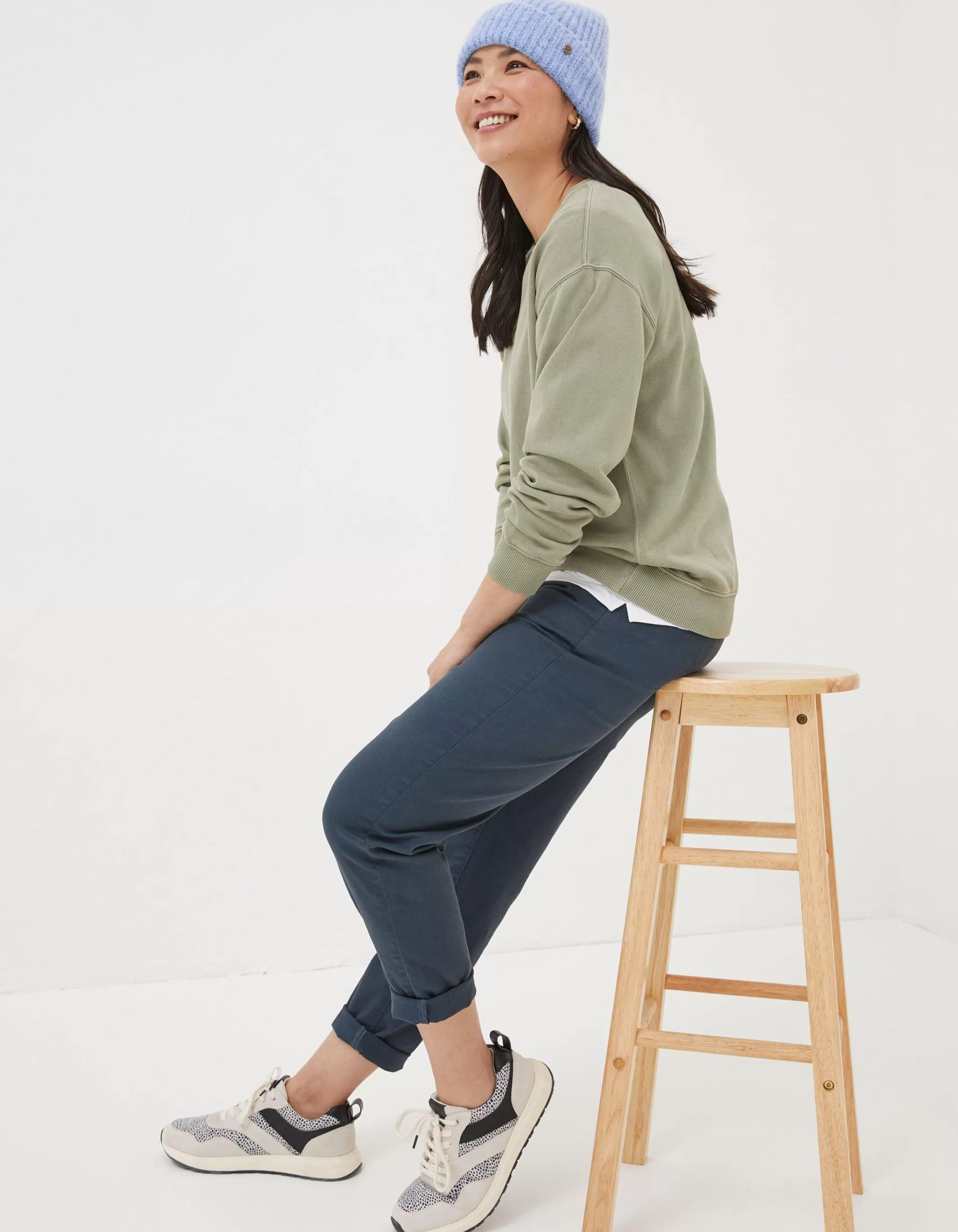 Online FatFace Organic Cotton Georgia Crew Sweatshirt Sage Green