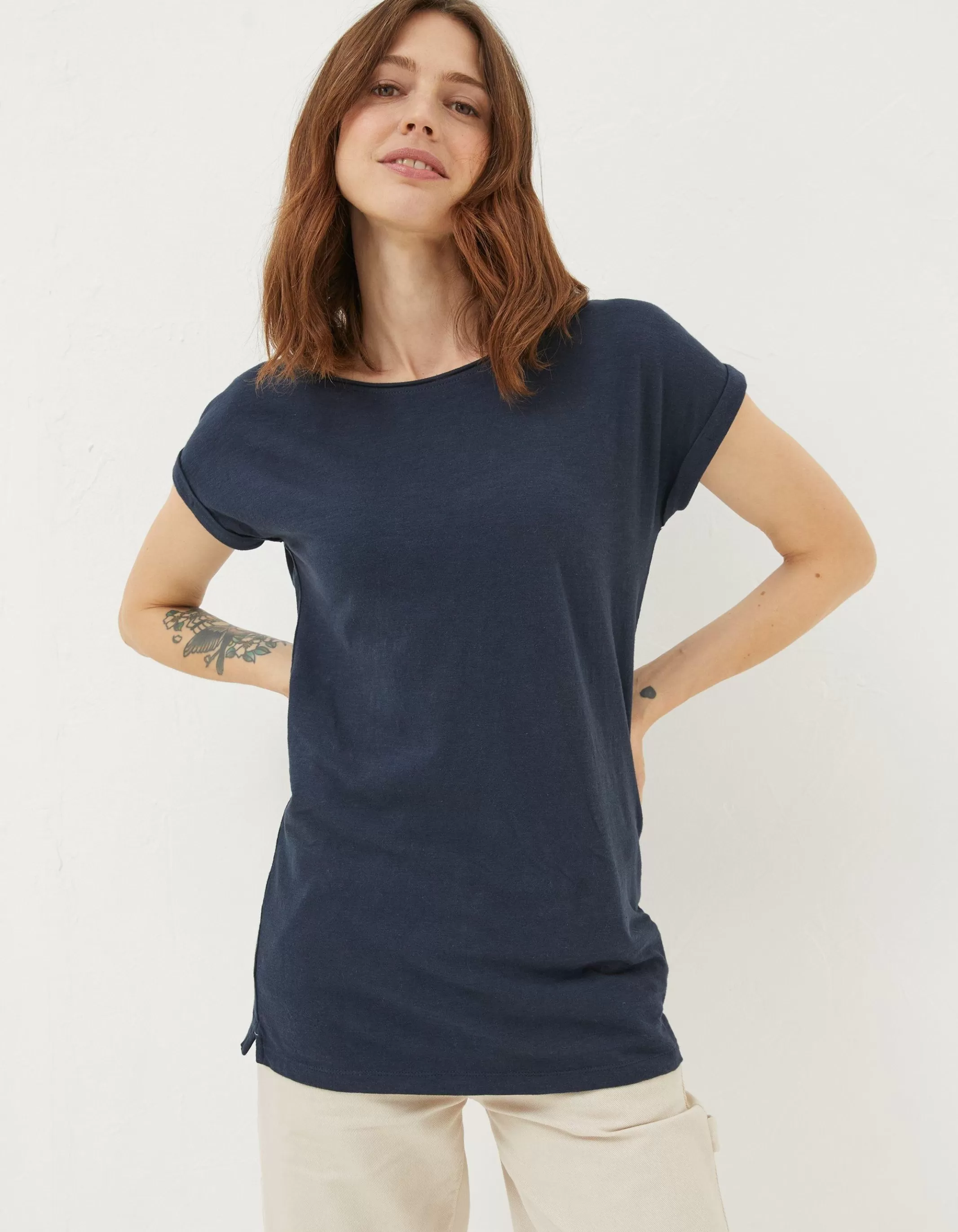 Outlet FatFace Organic Cotton Ivy T Shirt Navy