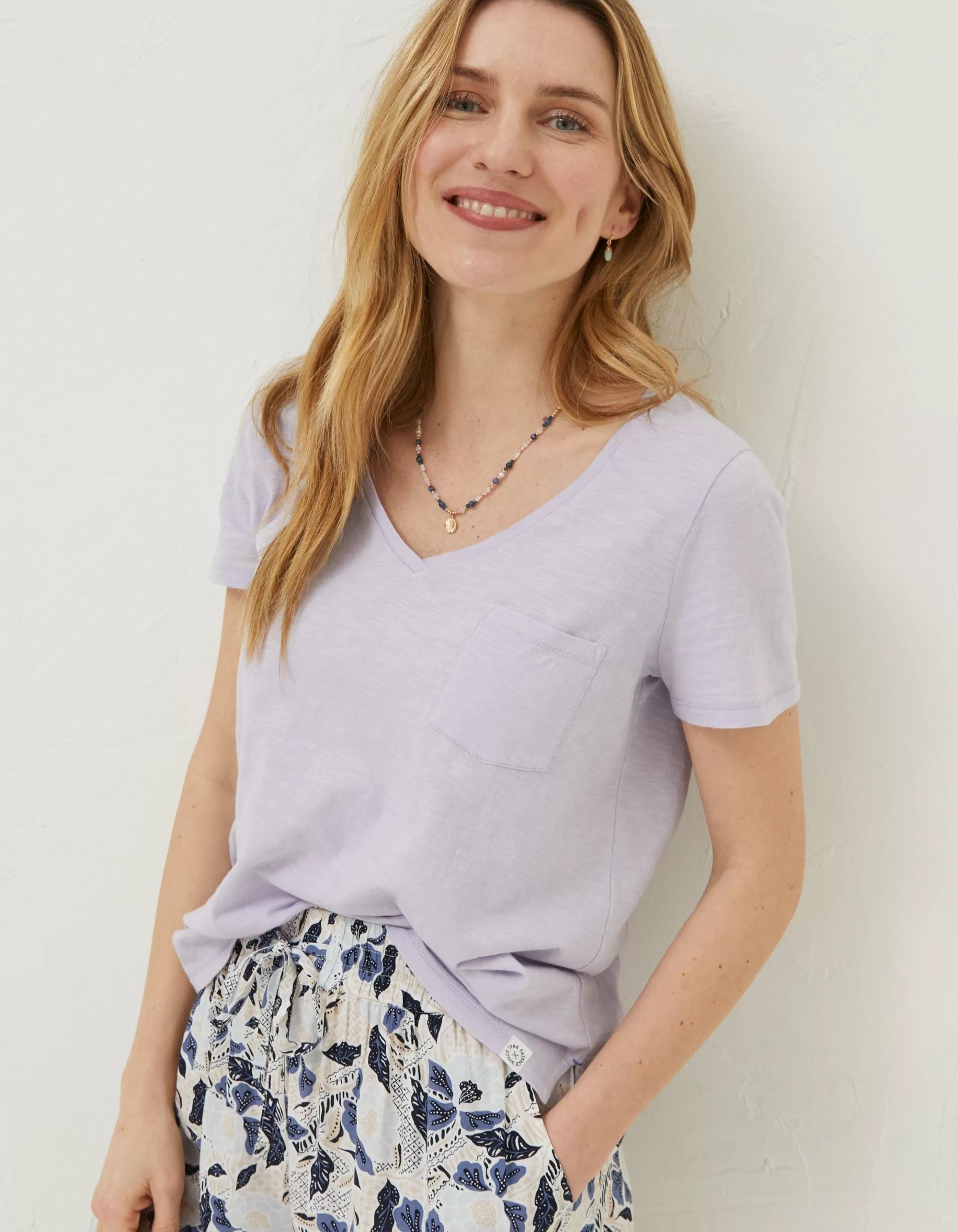 Online FatFace Organic Cotton Maggie T-Shirt Lilac