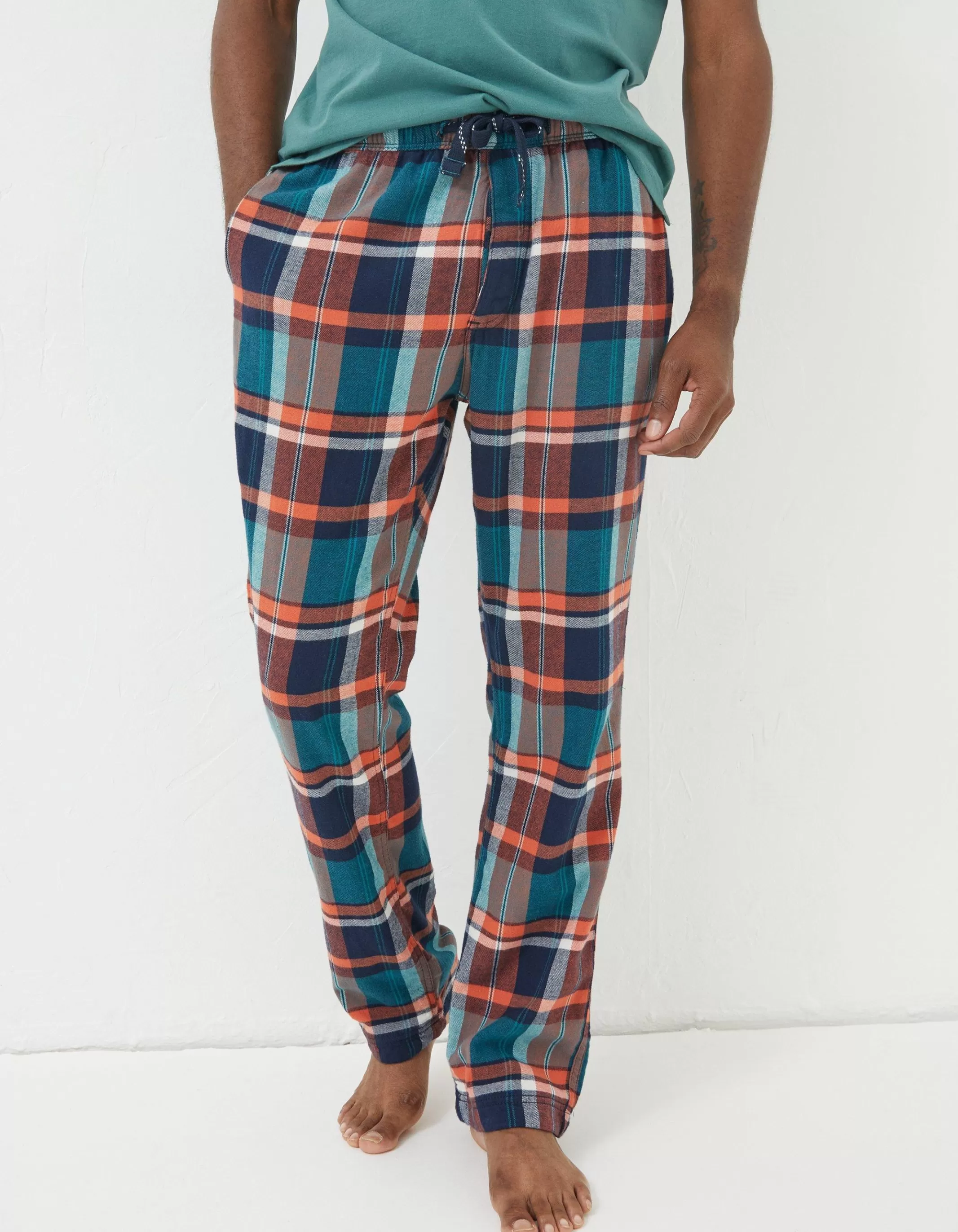 Cheap FatFace Orkney Check Lightweight Pyjama Bottoms Jade Green