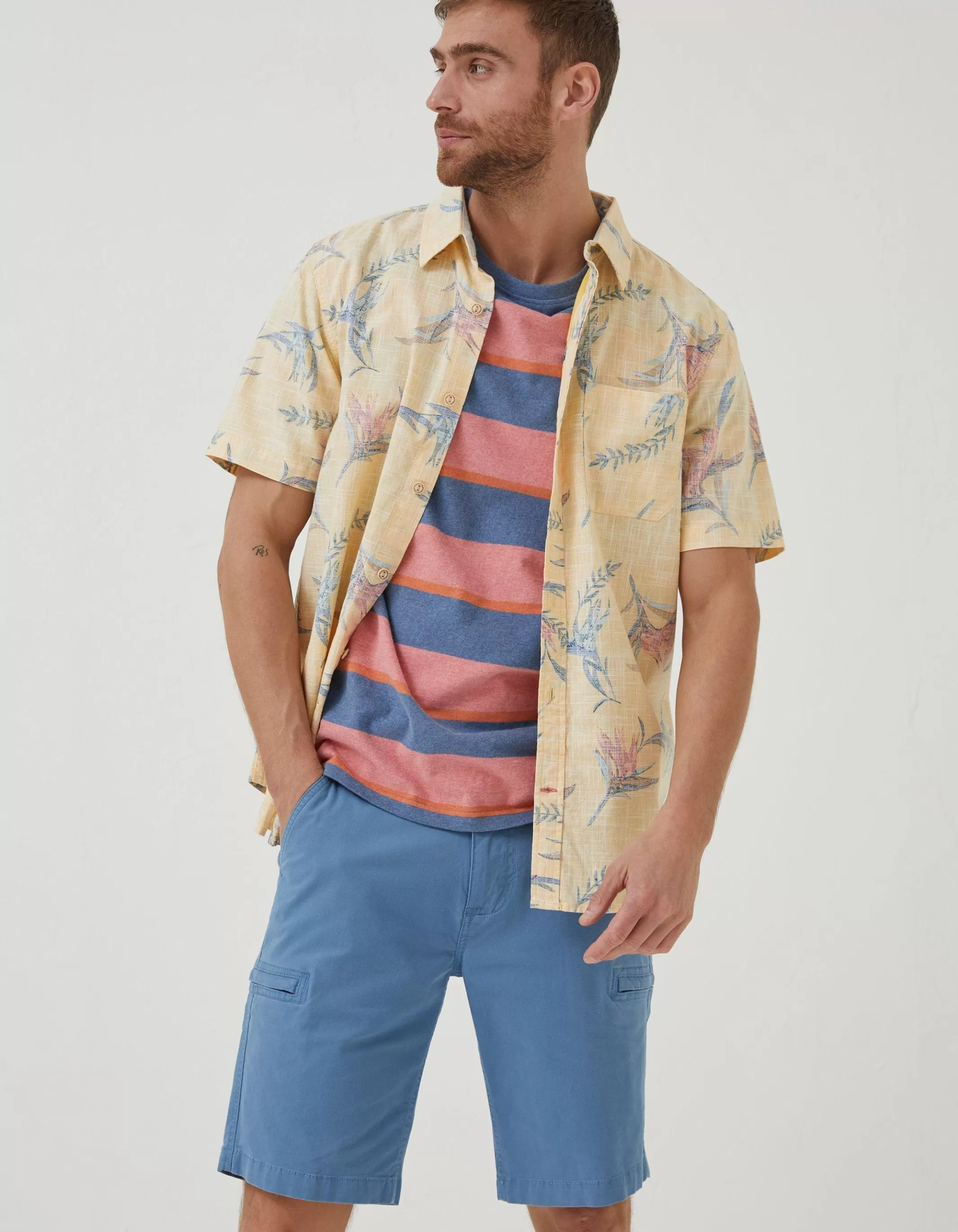 Sale FatFace Paradise Print Shirt Washed Yellow