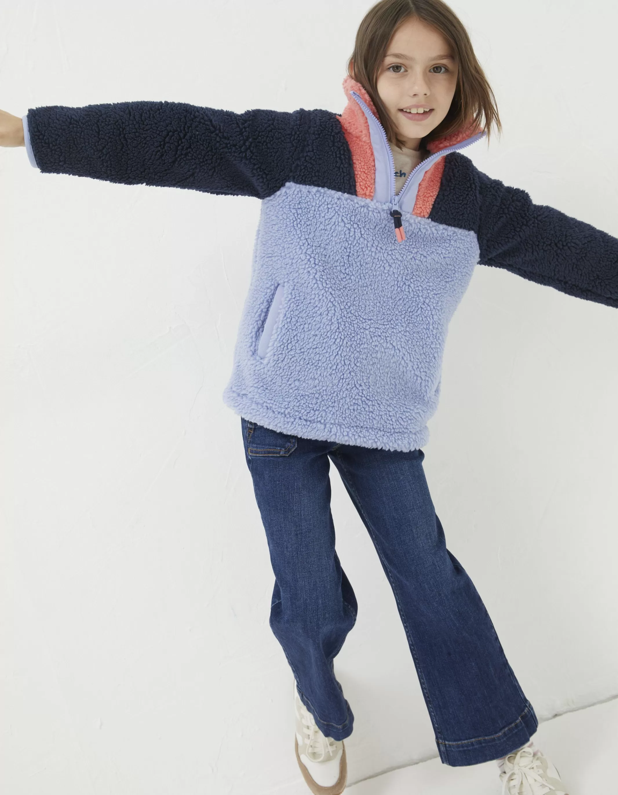 Outlet FatFace Parker Fleece Half Neck Sweatshirt Blue