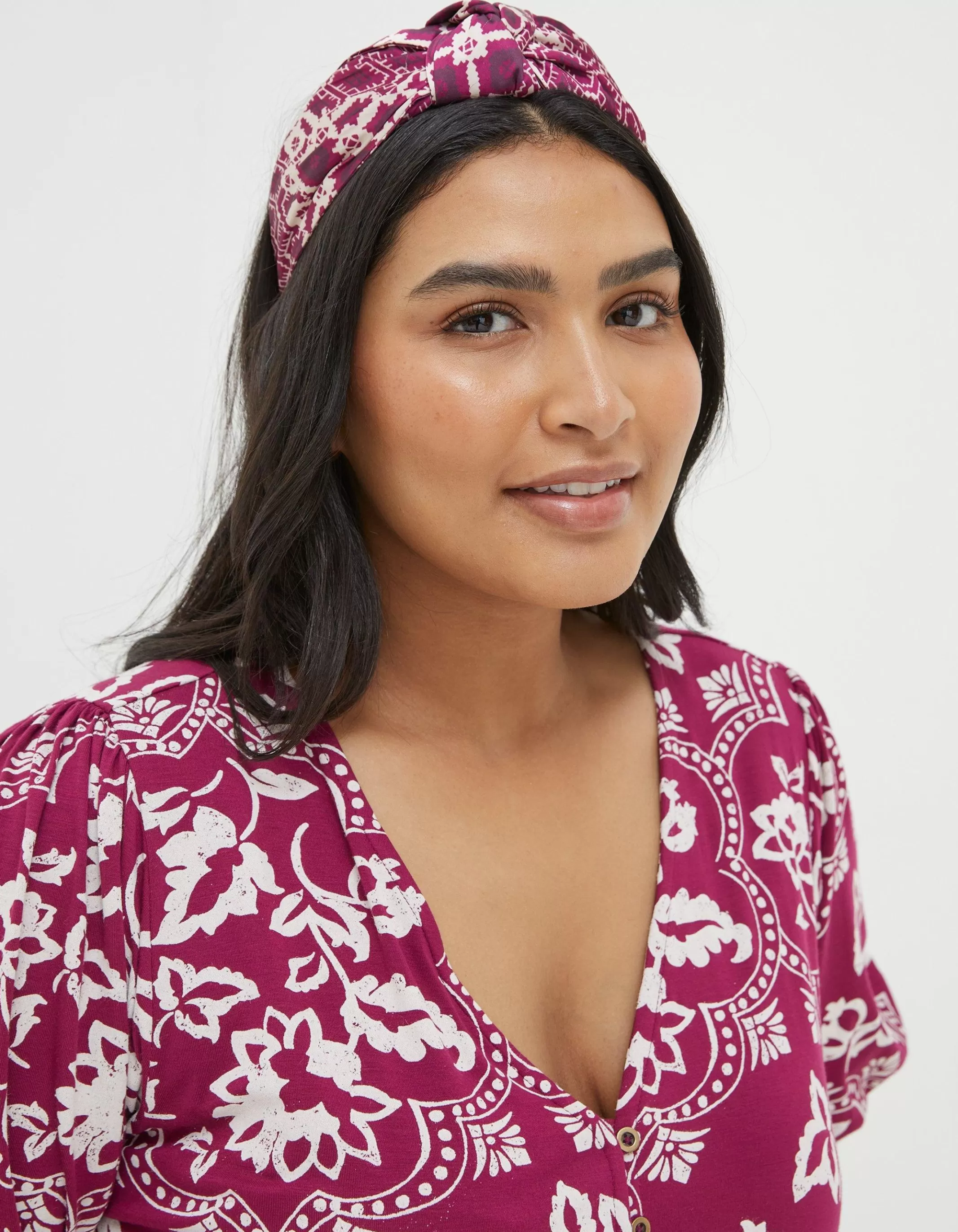 Sale FatFace Patchwork Geo Head Band Purple