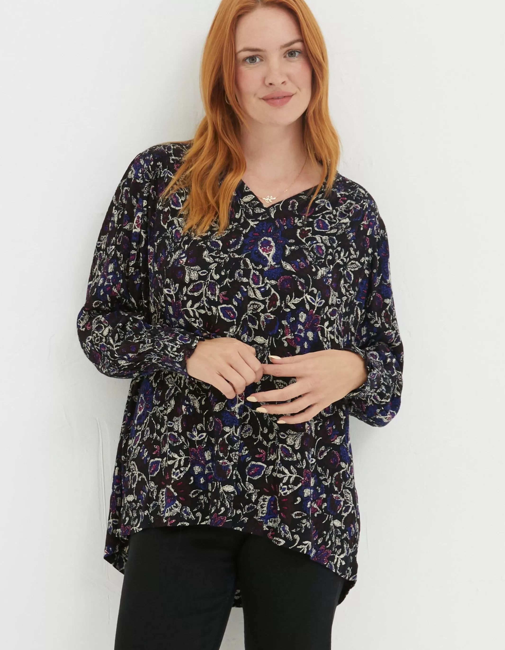Cheap FatFace Patsy Inspirit Floral Tunic Black