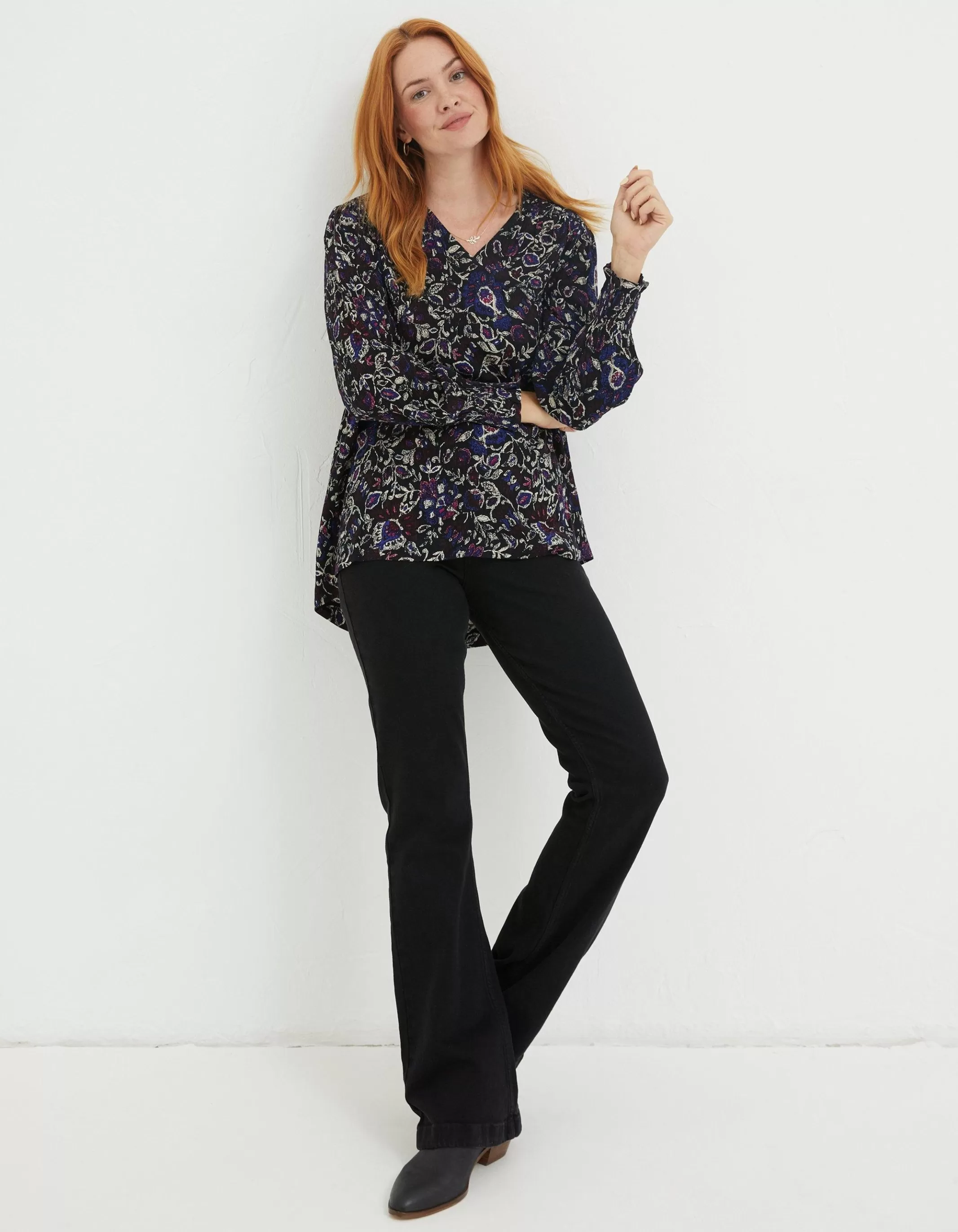 Cheap FatFace Patsy Inspirit Floral Tunic Black