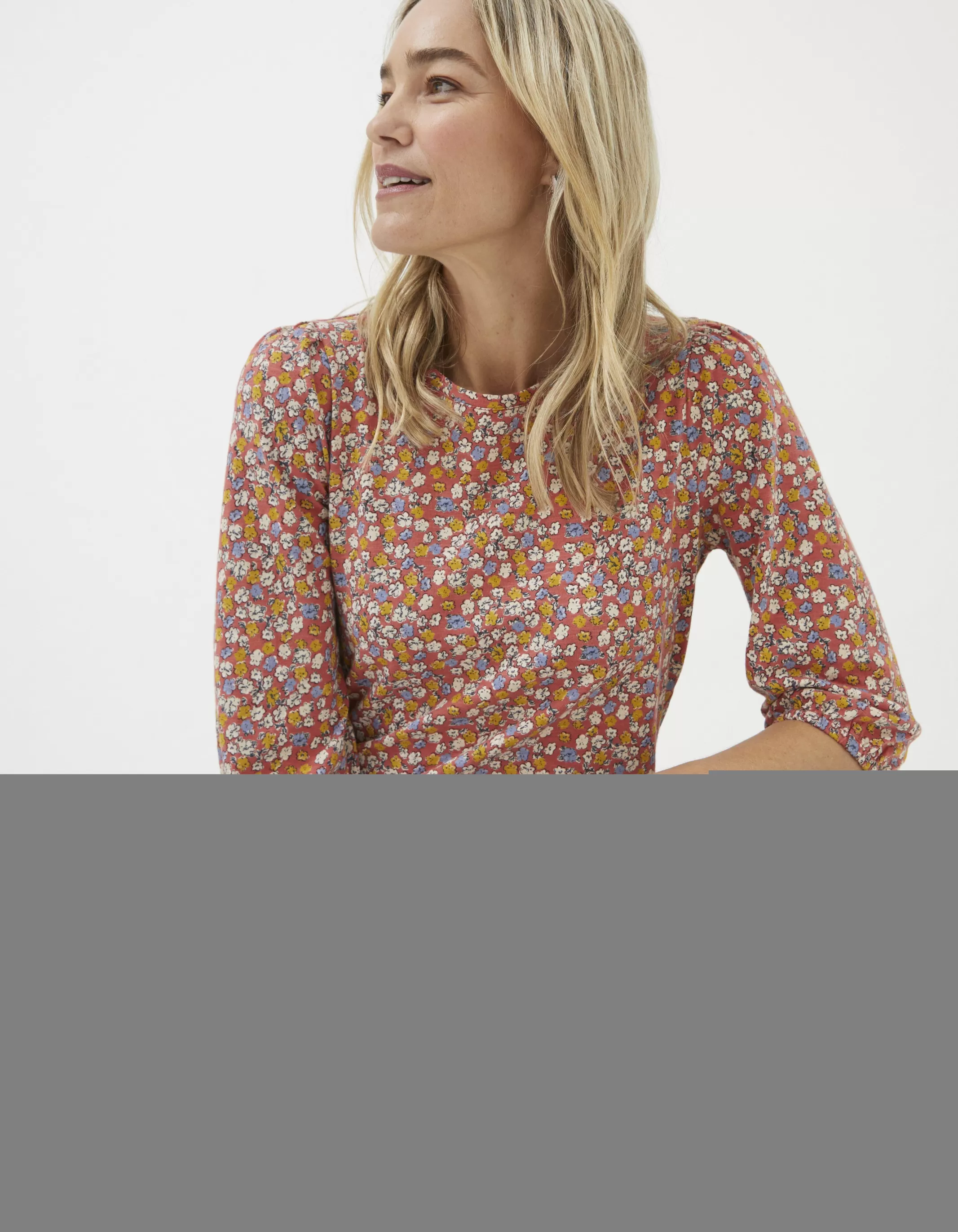 Clearance FatFace Penny Gradient Floral Top Vintage Red