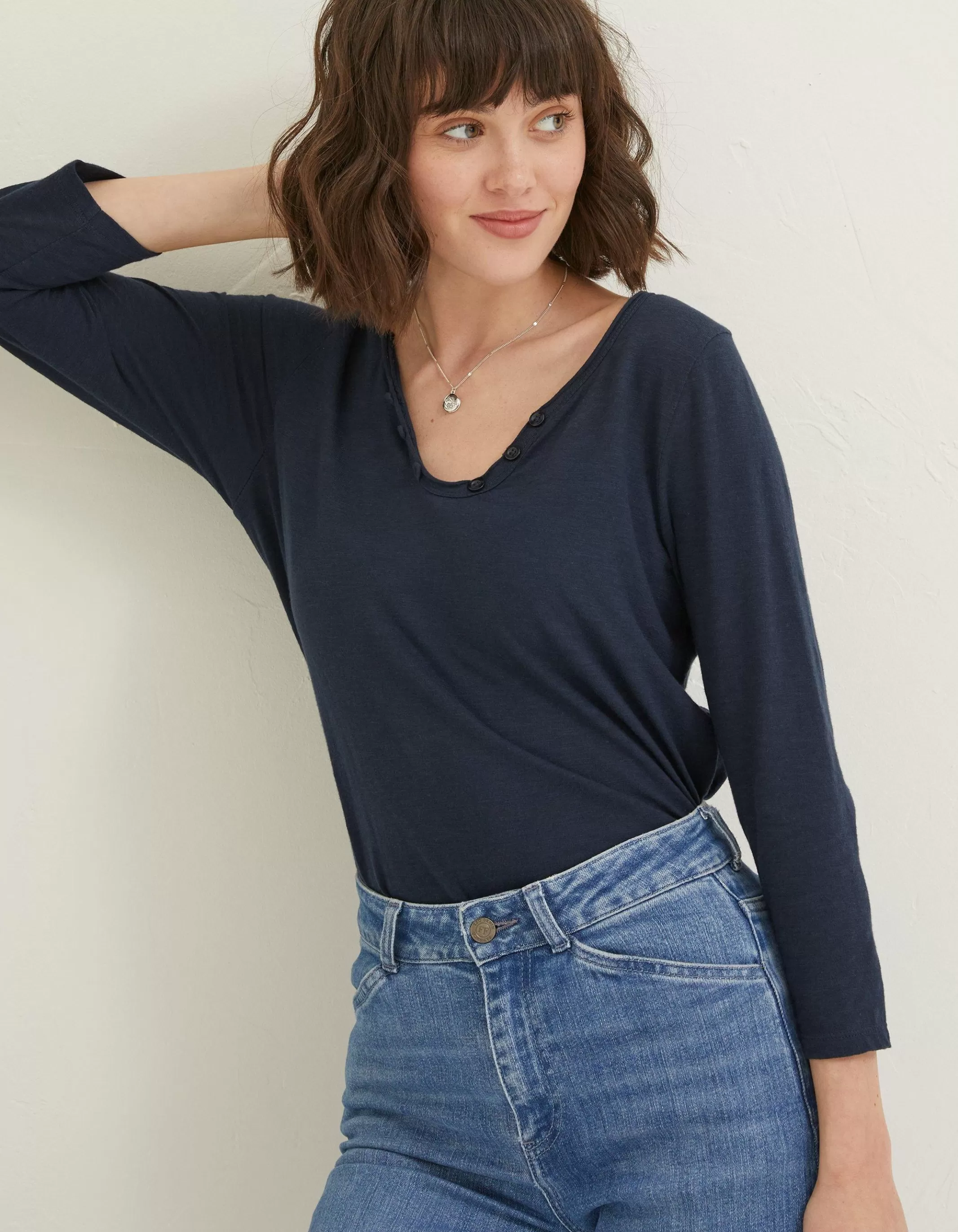 Outlet FatFace Porter Organic Cotton T Shirt Navy