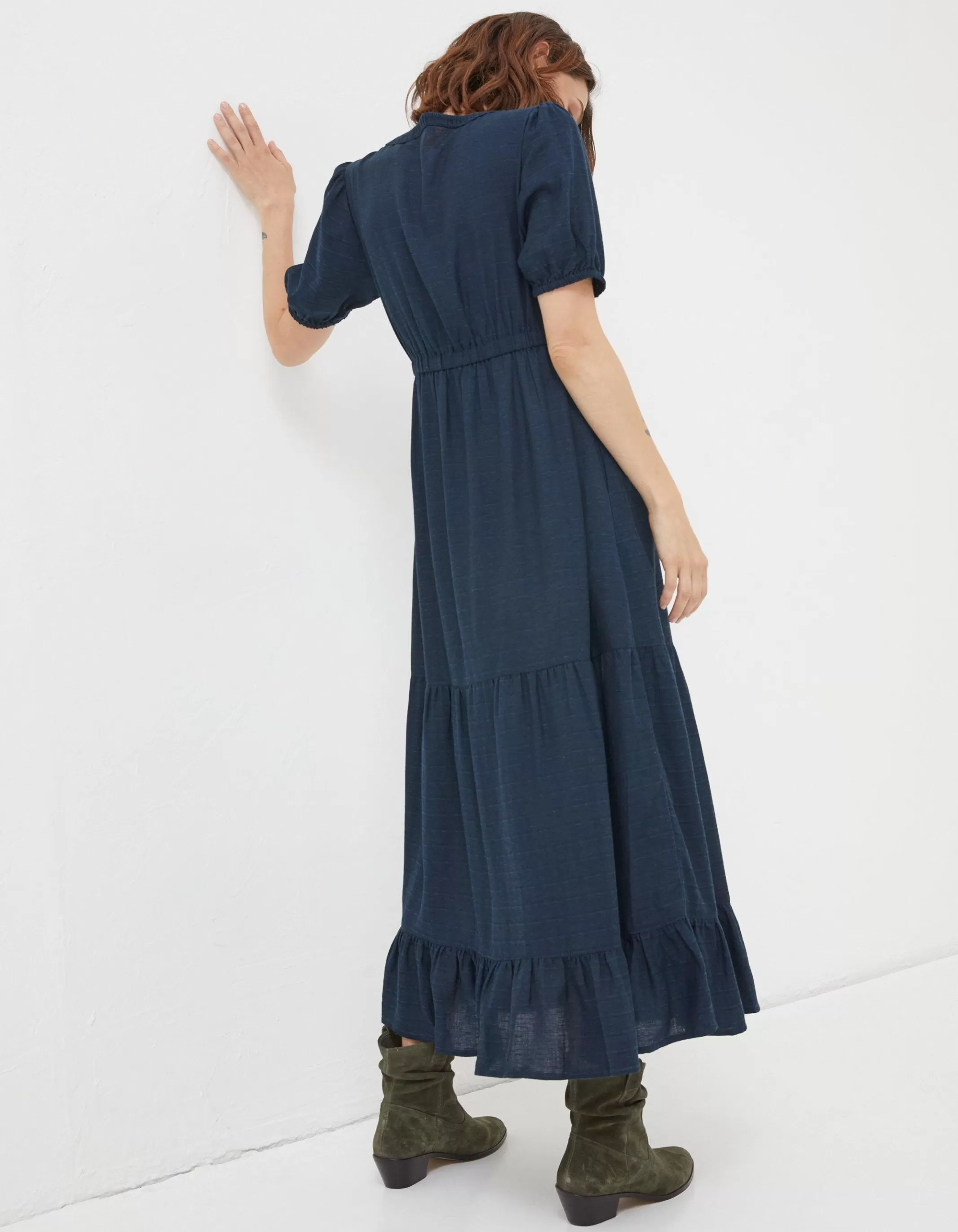 Cheap FatFace Priya Midi Dress Navy