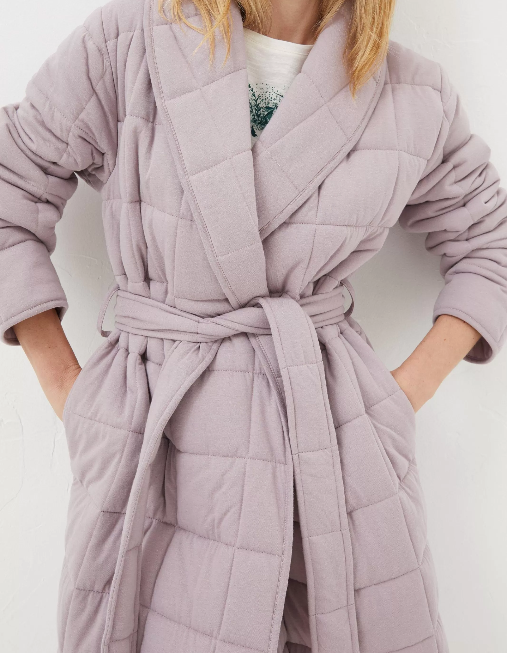 Outlet FatFace Quilted Dressing Gown Lilac