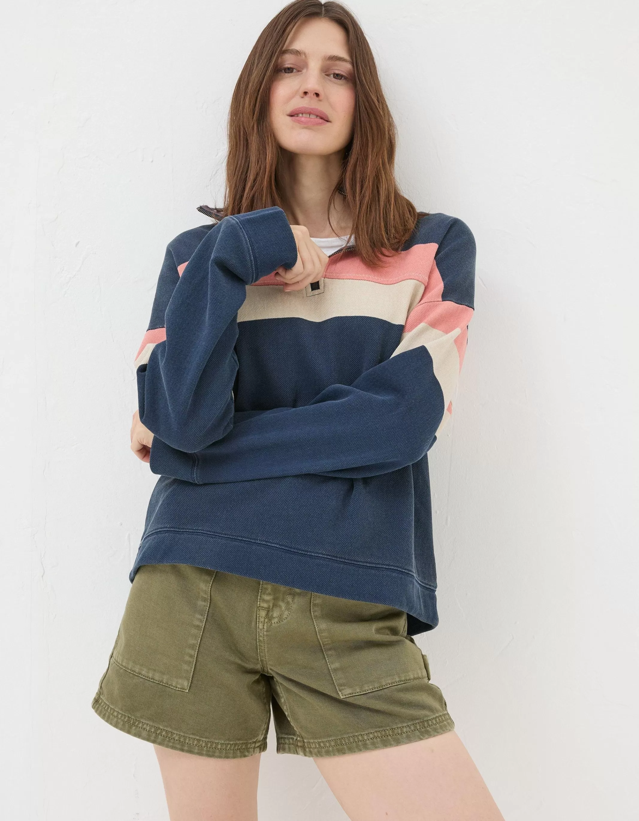 Shop FatFace Relaxed Airlie Colour Block Sweatshirt Navy