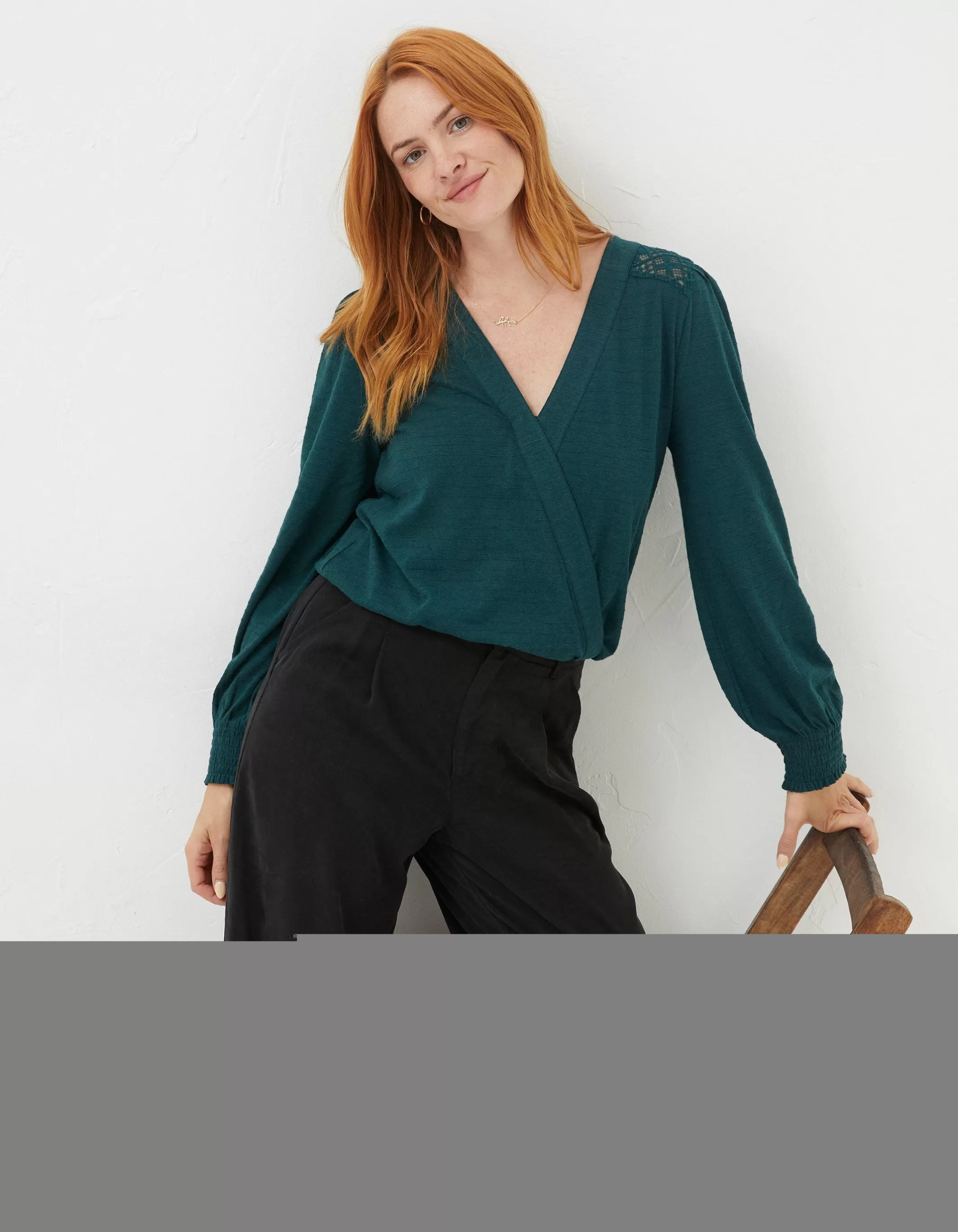 Outlet FatFace Remi Wrap Top Teal Green