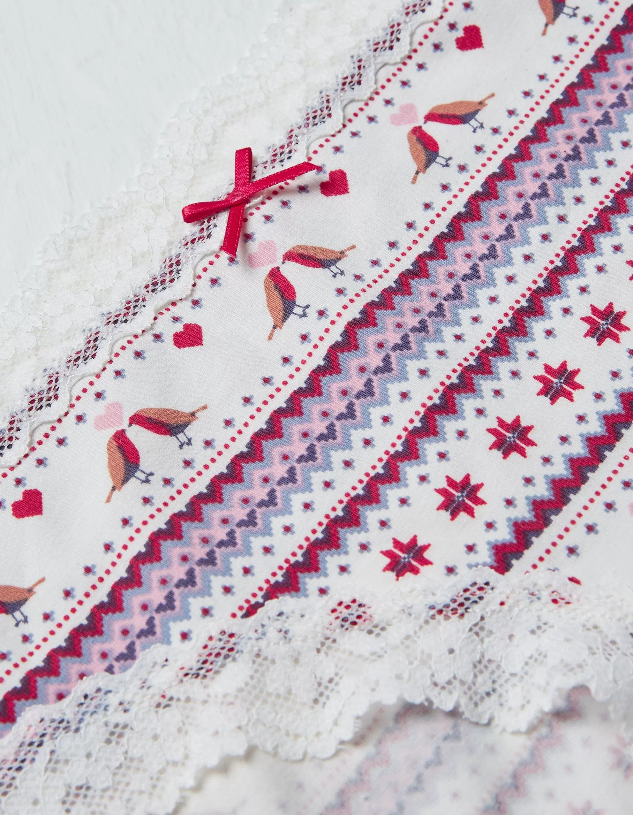 New FatFace Robin Fairisle Short Knickers White