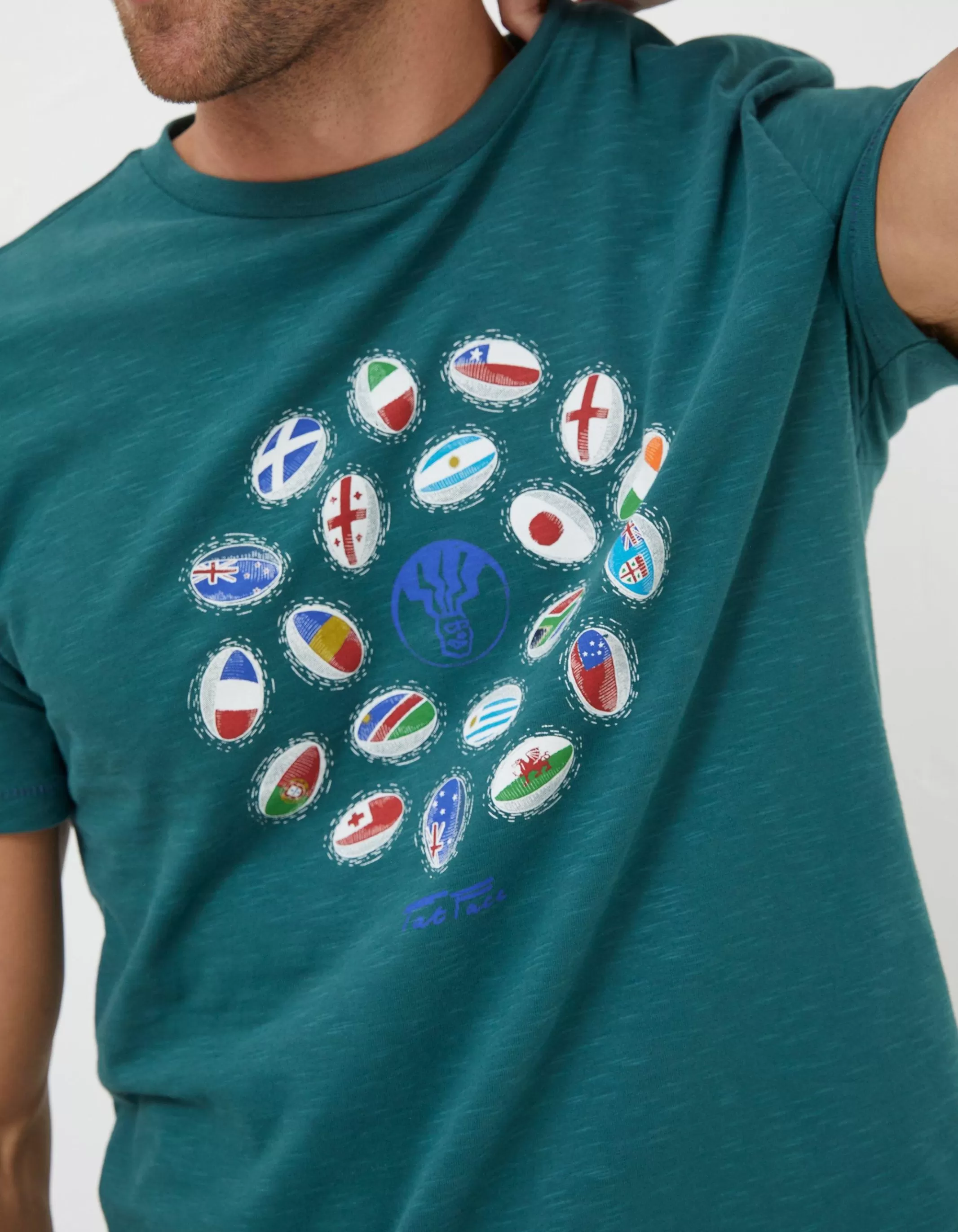 Shop FatFace Rugby Ball Flags T-Shirt Jade Green