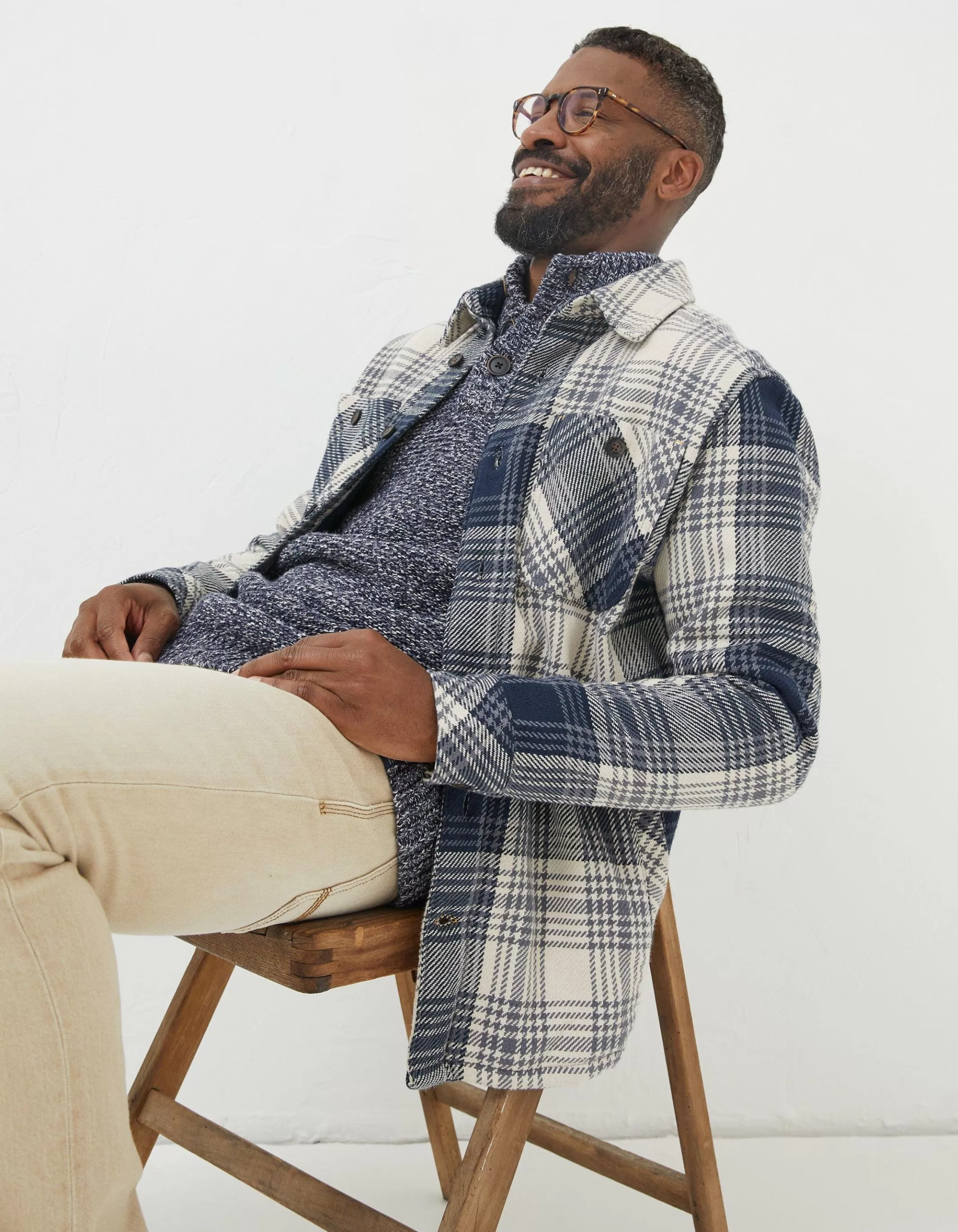 Cheap FatFace Ryton Ombre Overshirt Blue