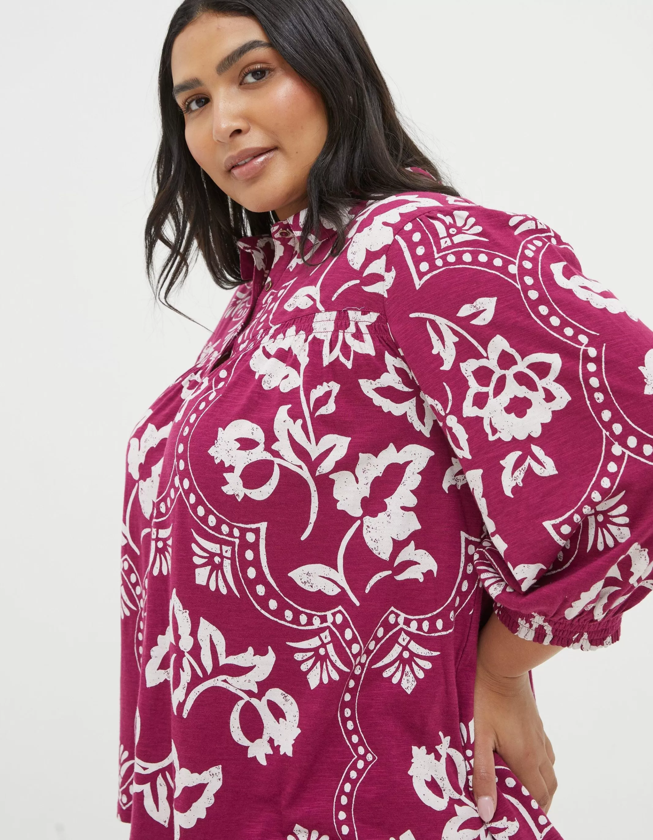Cheap FatFace Sadie Wallpaper Shirt Purple
