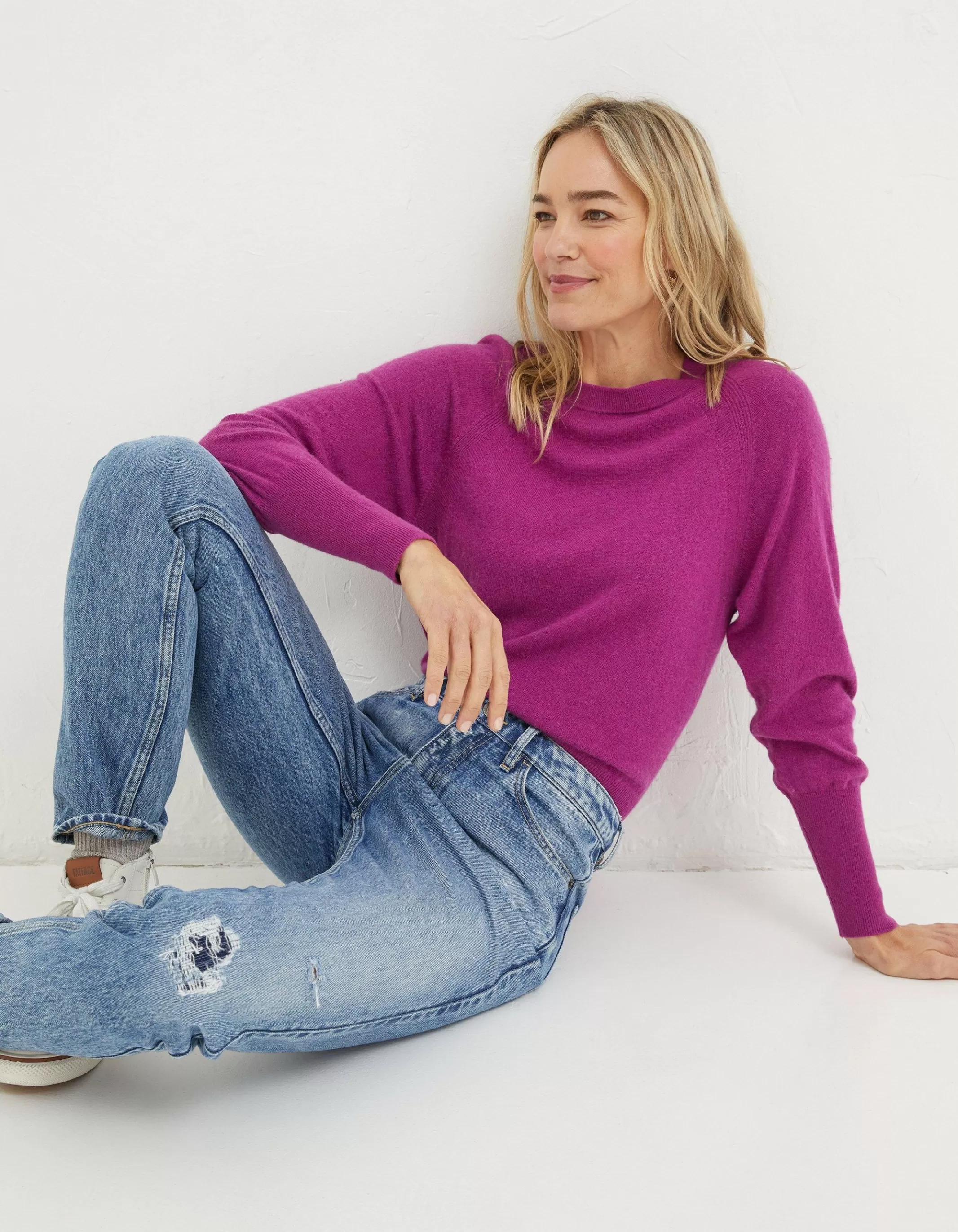 Sale FatFace Sara Crew Jumper Pink