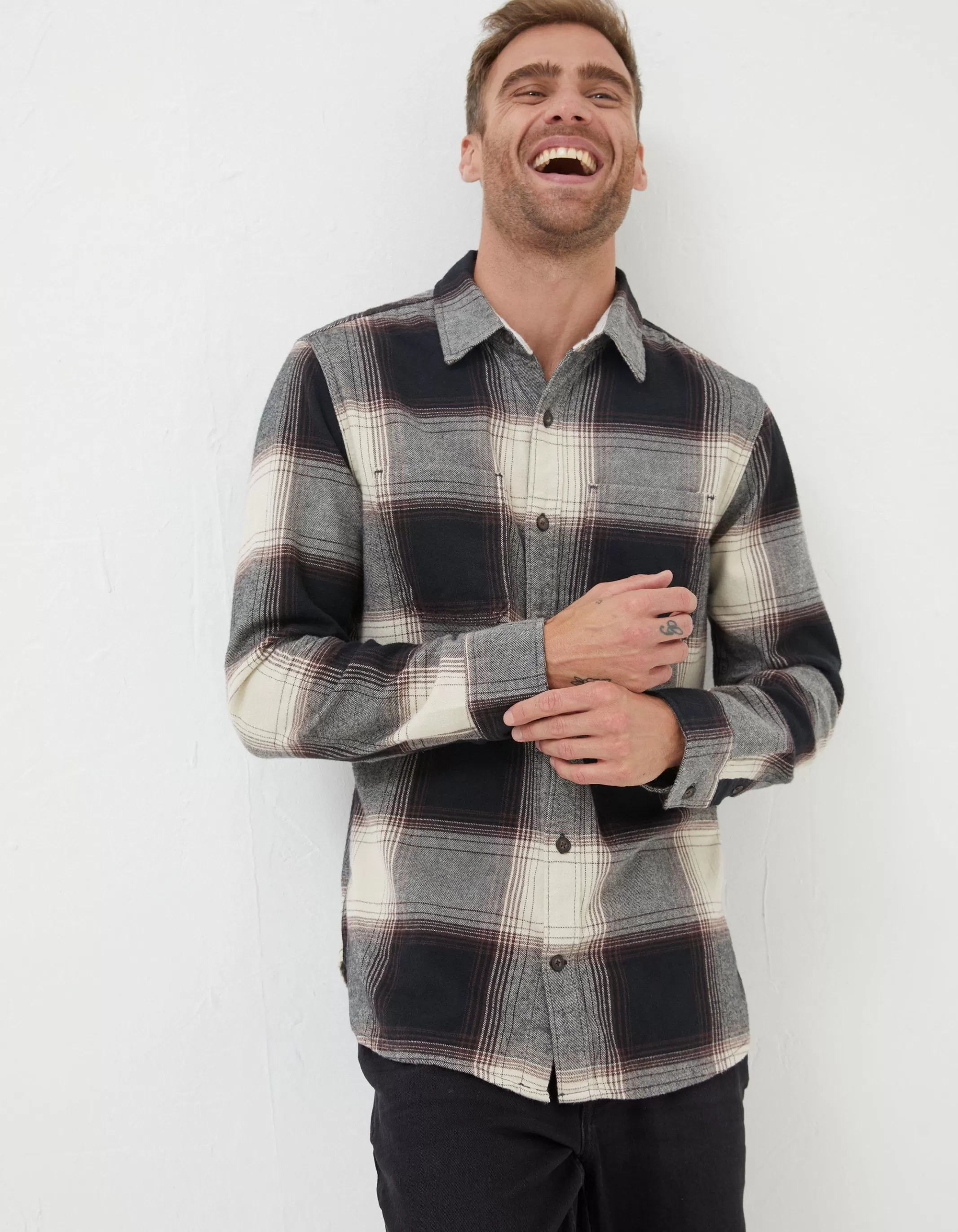 Discount FatFace Selby Check Shirt Black