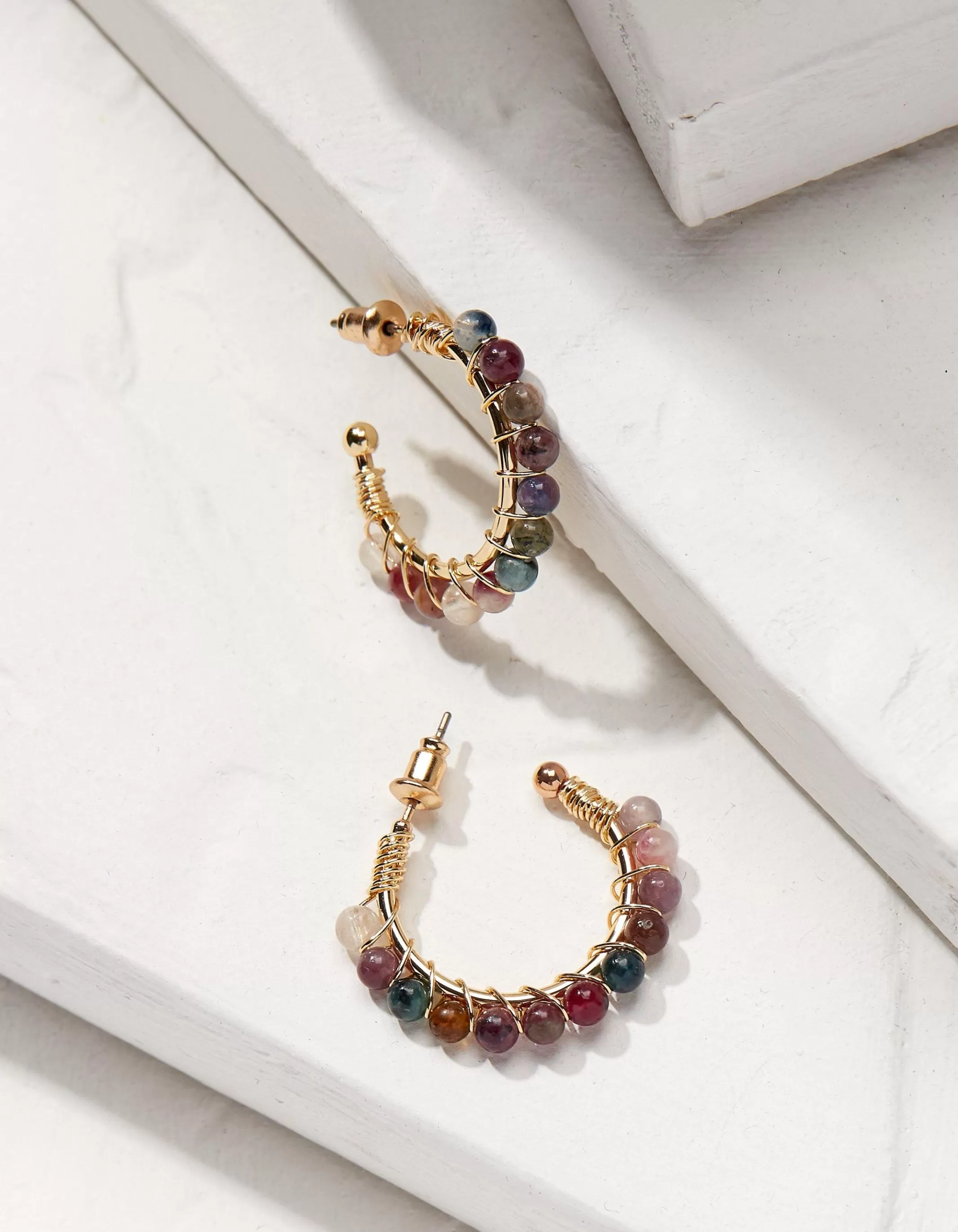 Store FatFace Semi Precious Hoops Gold