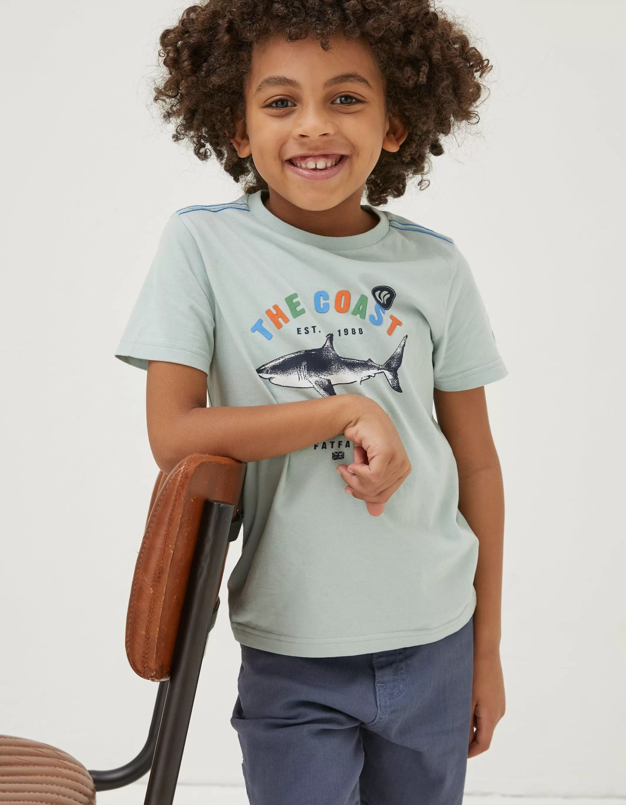 Clearance FatFace Shark Coast Jersey T Shirt Sage Green
