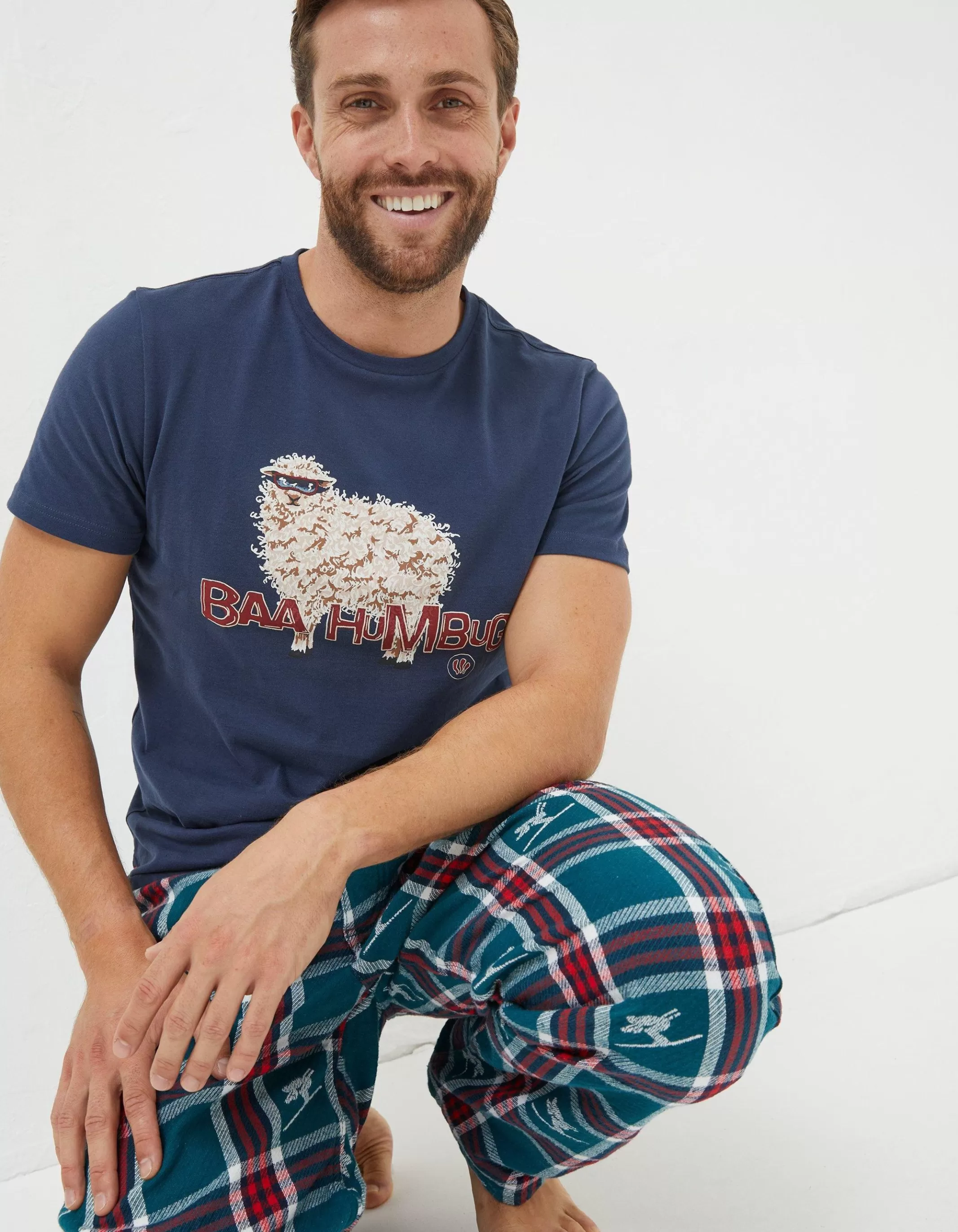 Flash Sale FatFace Shelter Baa Humbug Stevie Sheep T-Shirt Navy