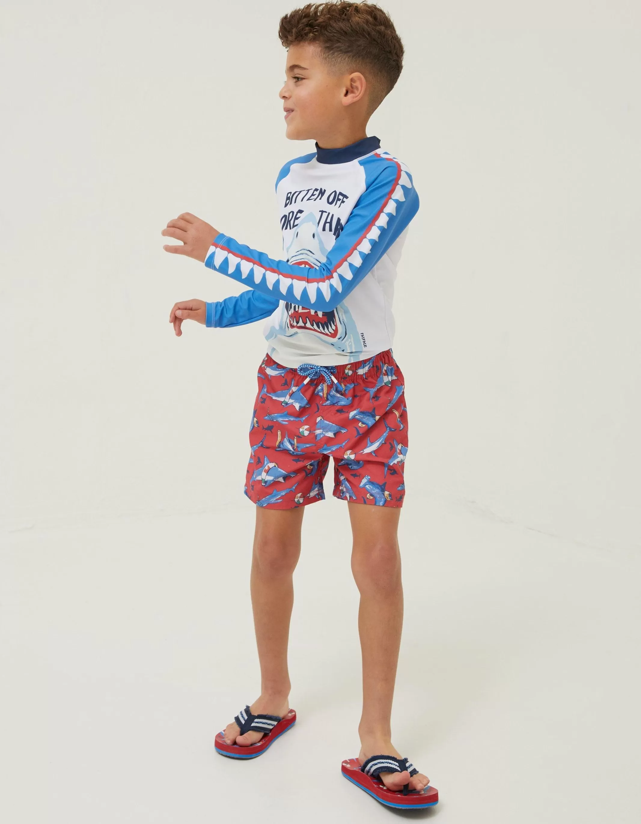 Best Sale FatFace Sidney Shark Swim Shorts Red