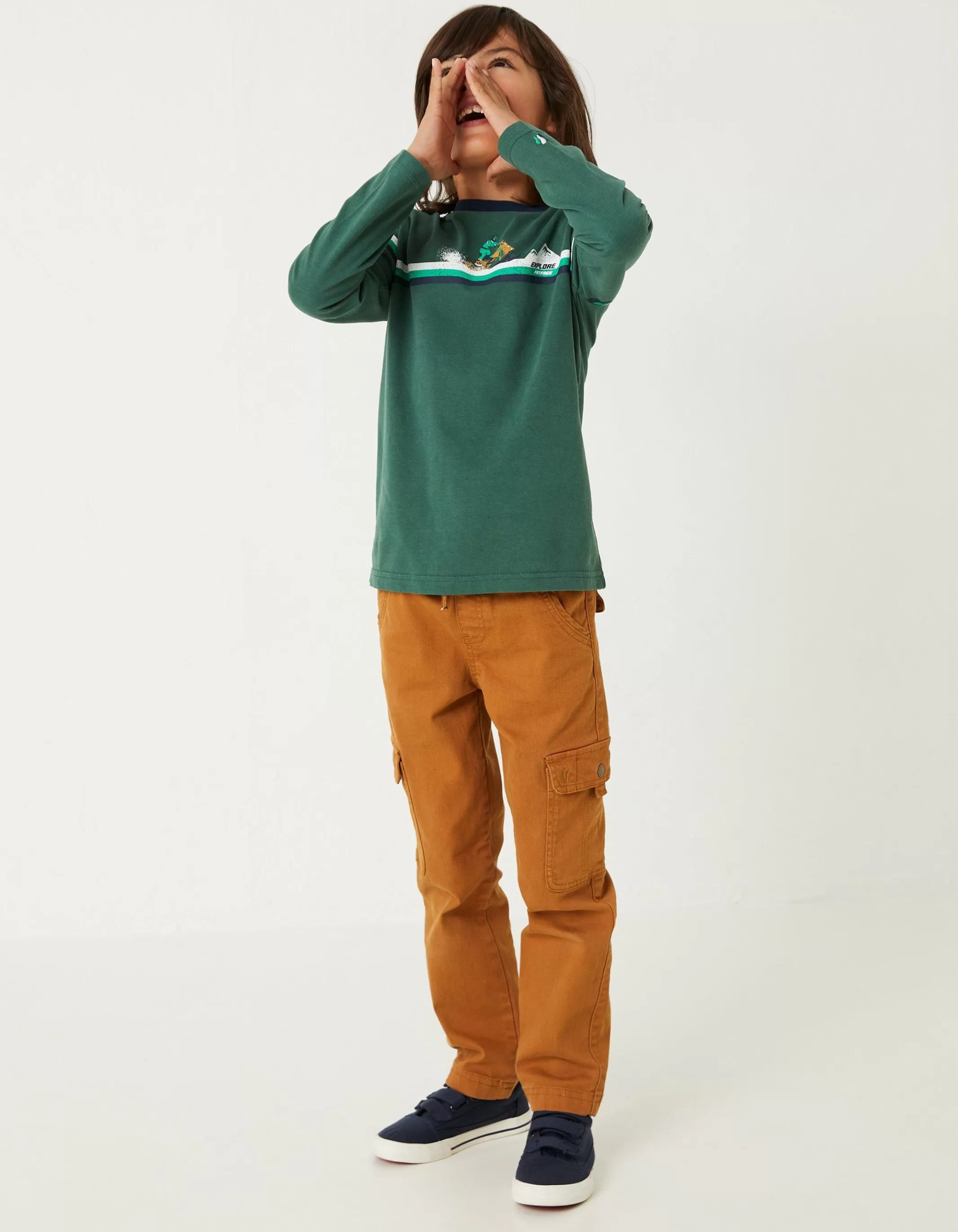 Online FatFace Ski Placement Graphic T-Shirt Dark Green