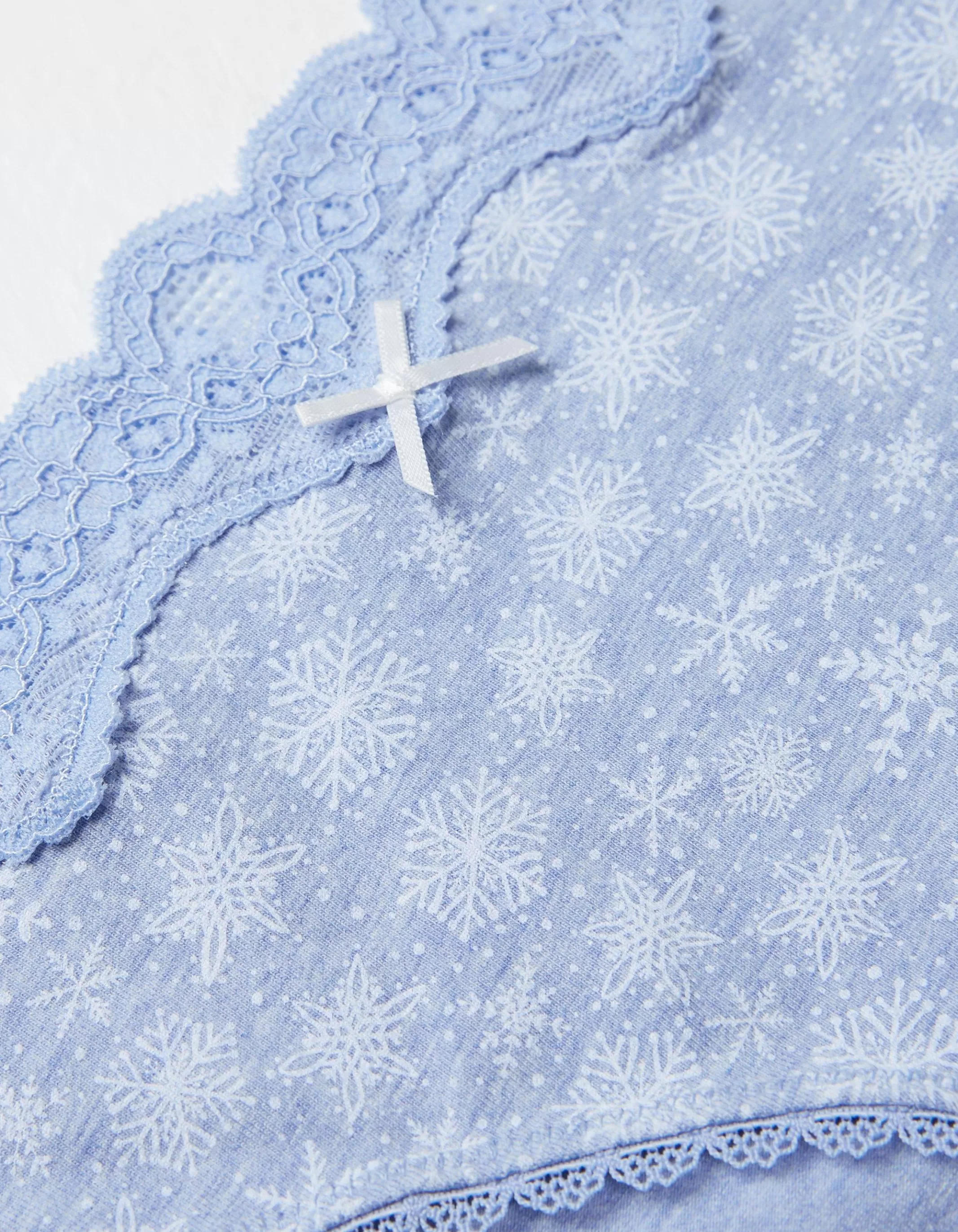 New FatFace Snowflake Print Mini Knickers Light Blue
