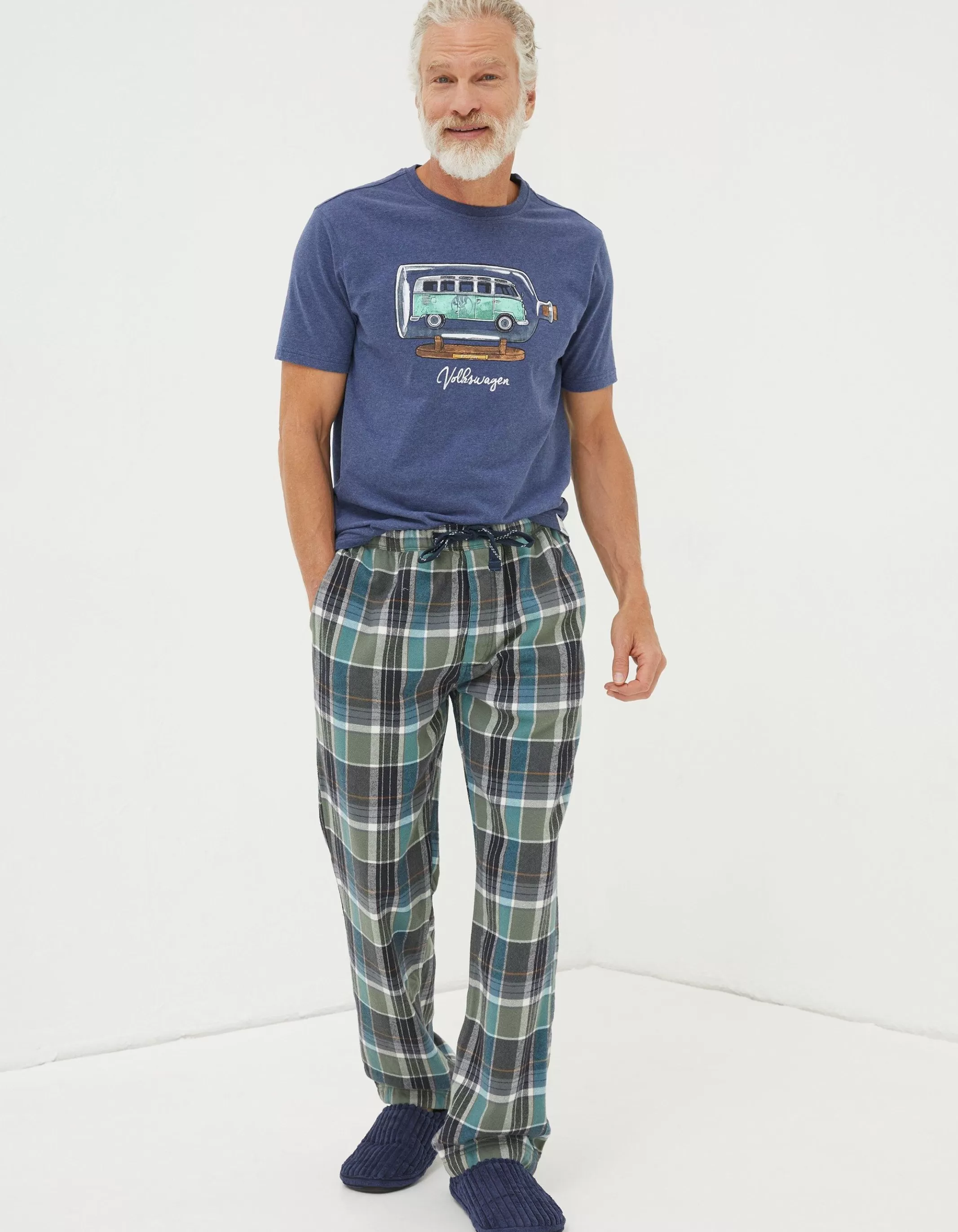 Store FatFace Southsea Checked Pyjama Bottoms Khaki Green