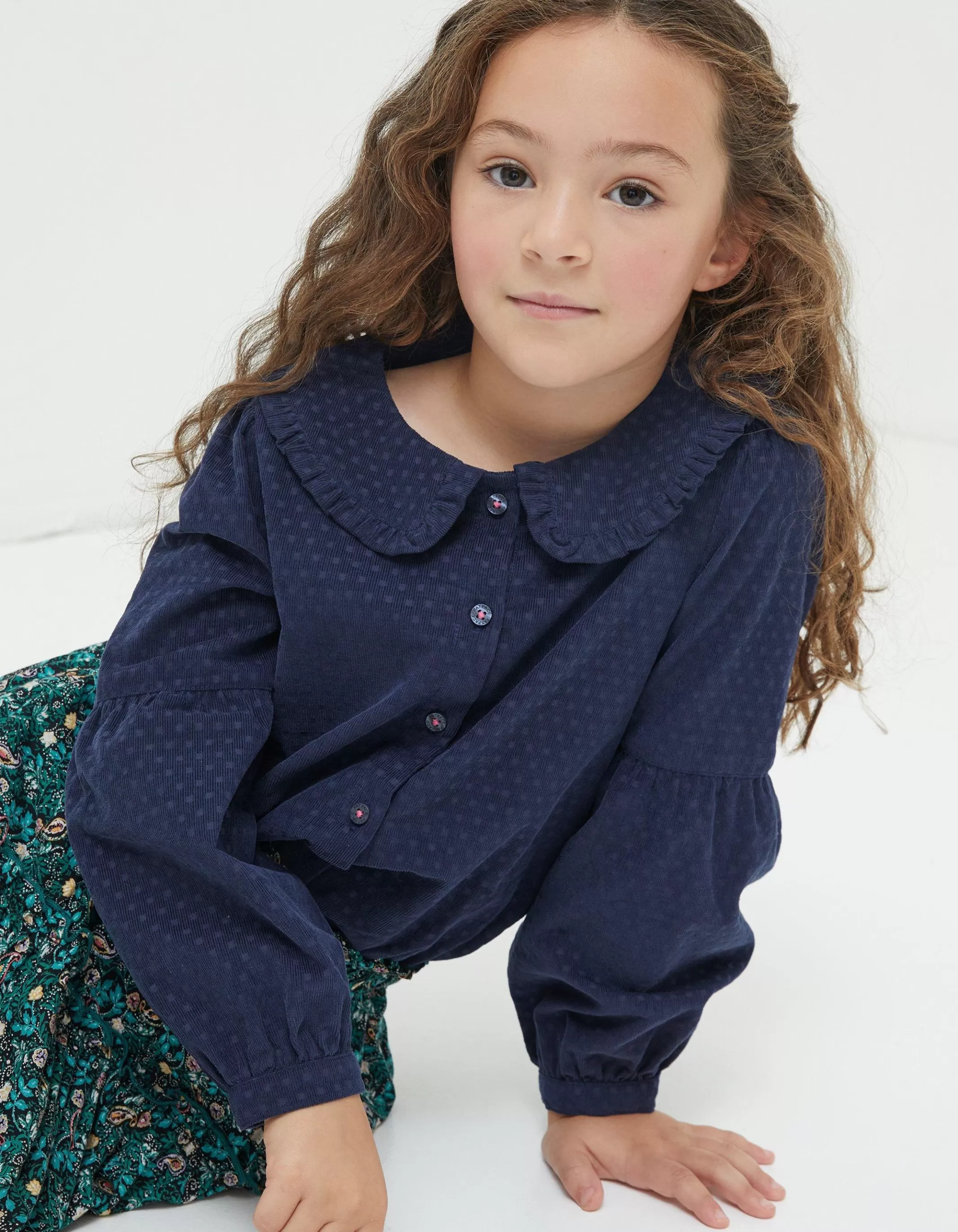 Fashion FatFace Spot Cord Blouse Navy