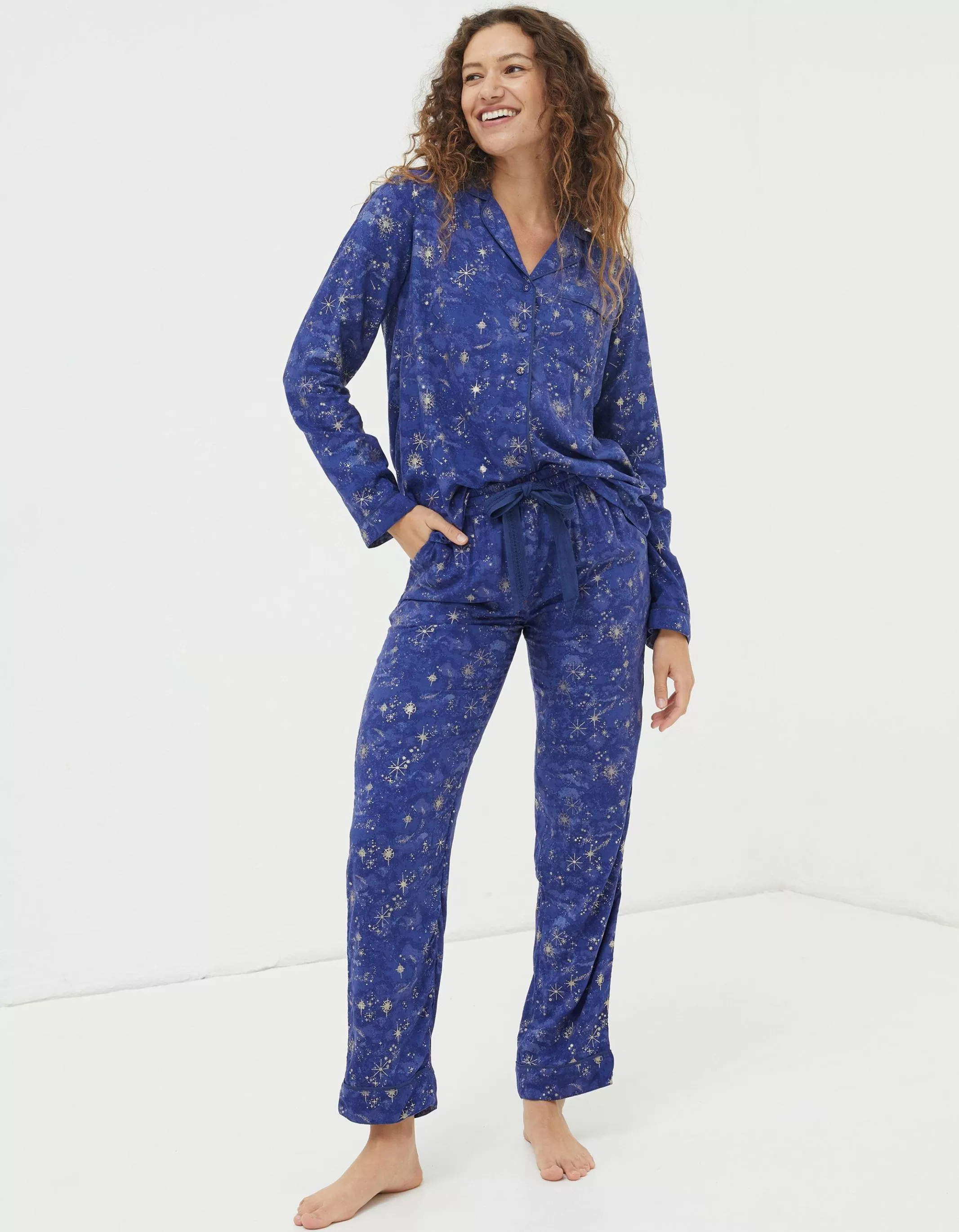 Clearance FatFace Star Print Pyjamas Gift Box Set Navy