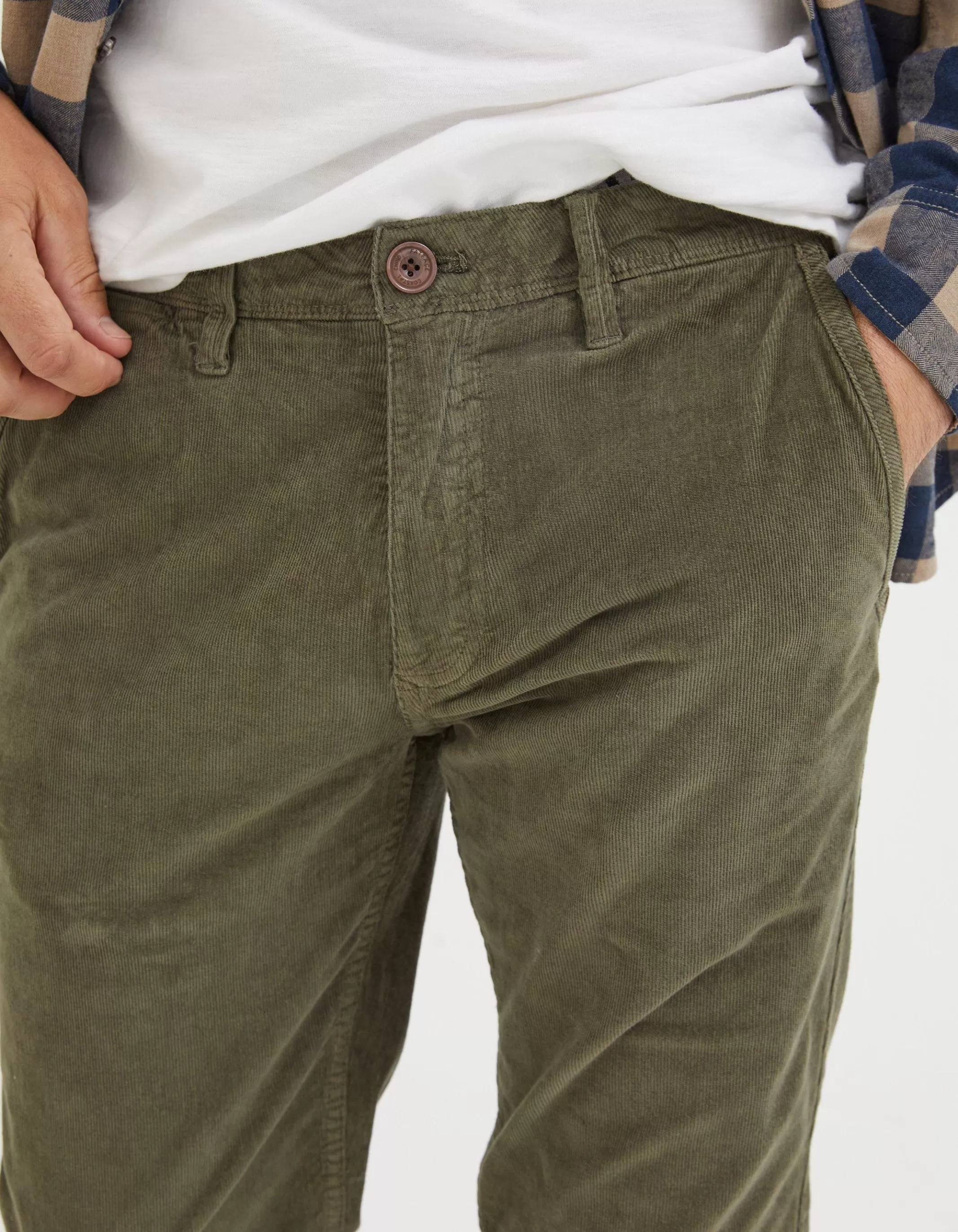 Cheap FatFace Straight Cord Trousers Khaki Green