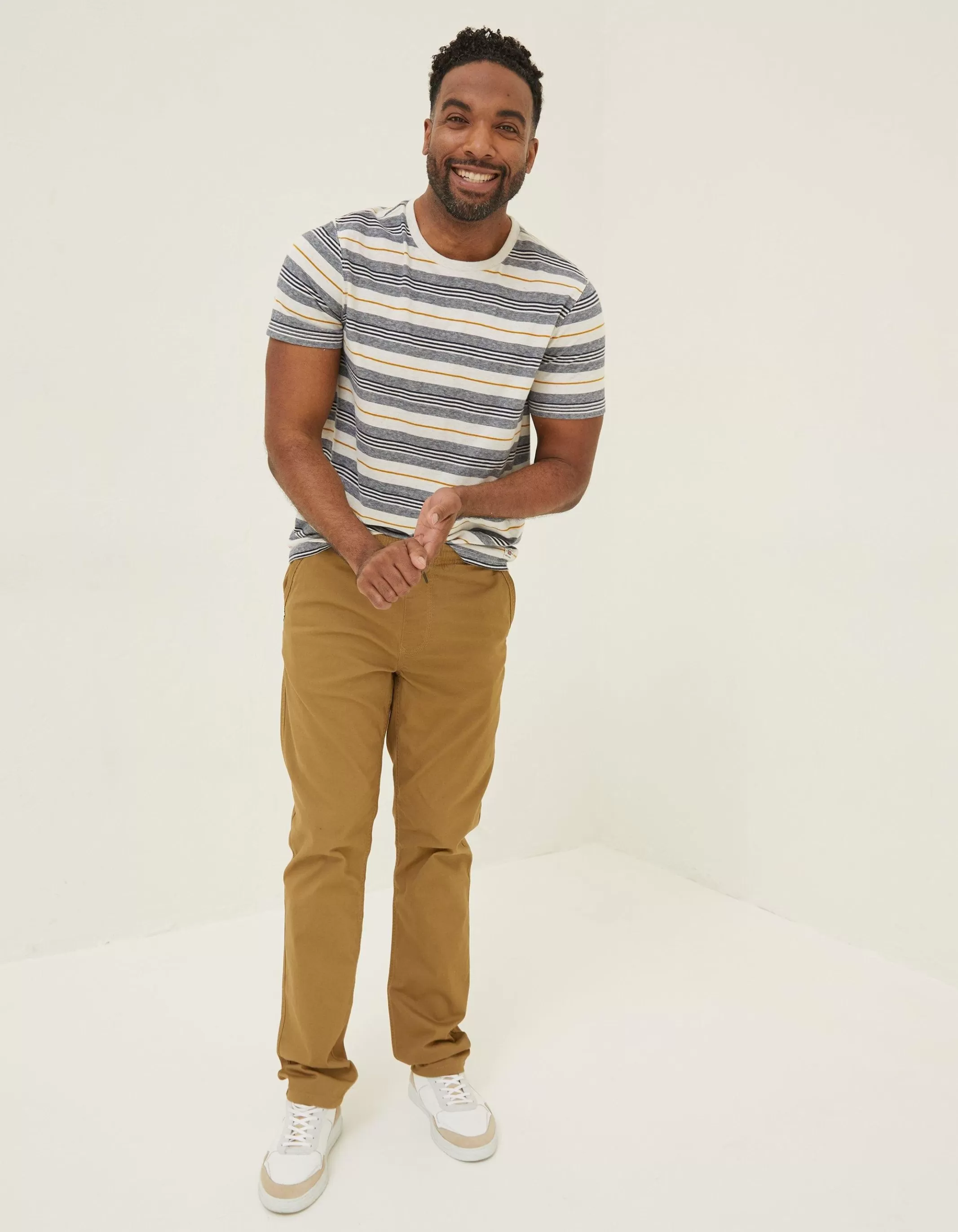Shop FatFace Straight Pull On Trousers Natural