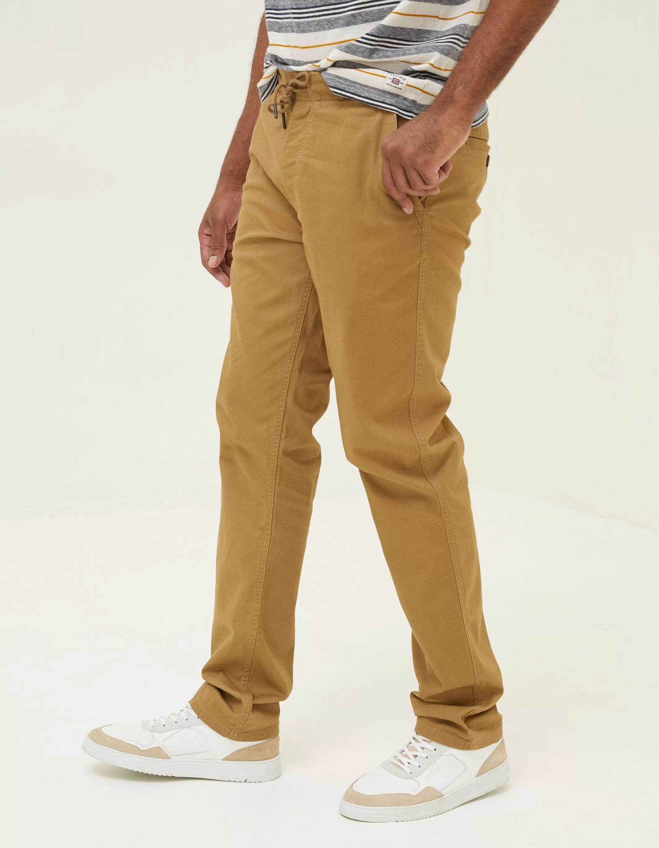 Shop FatFace Straight Pull On Trousers Natural
