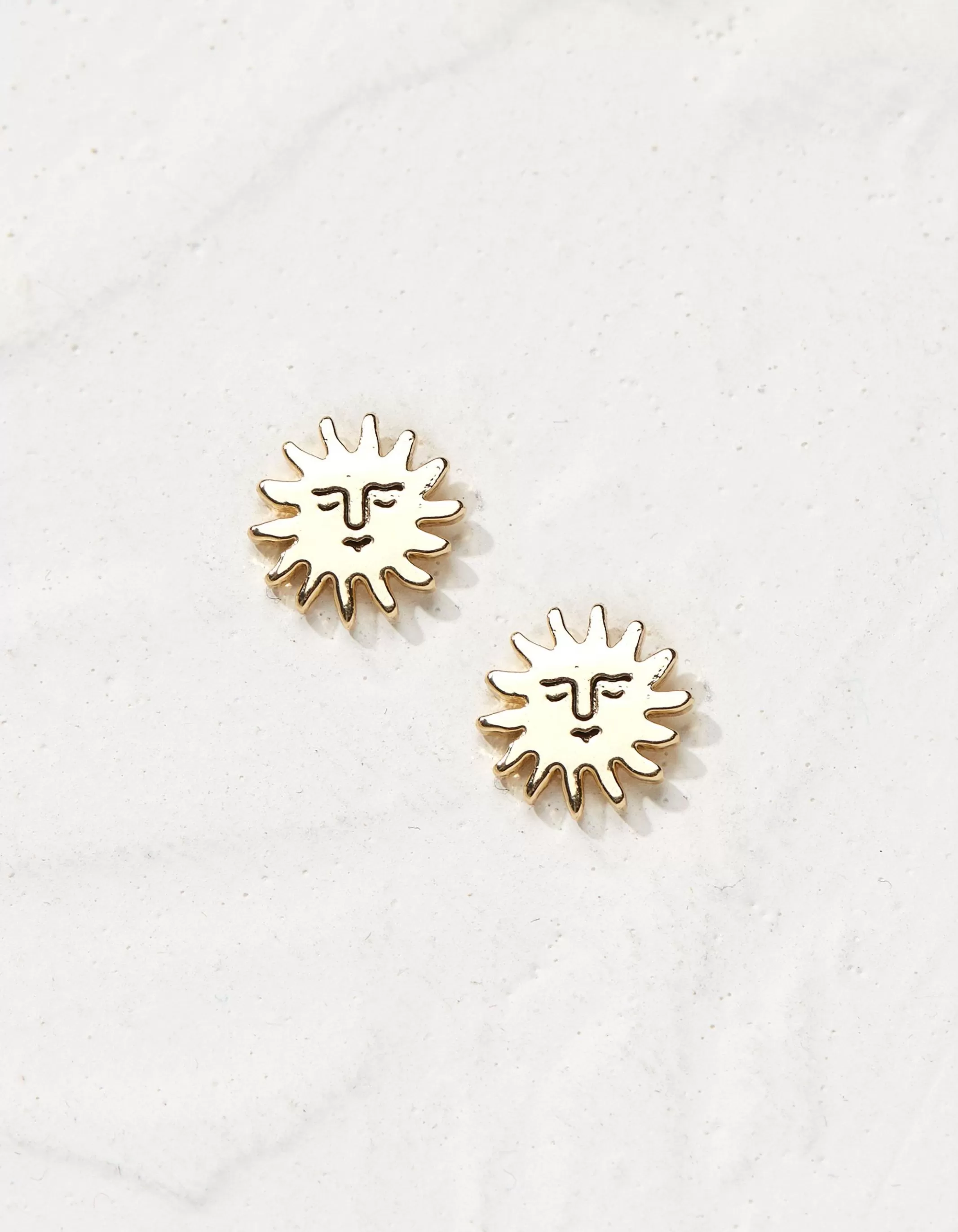 Hot FatFace Sun Stud Earrings Gold