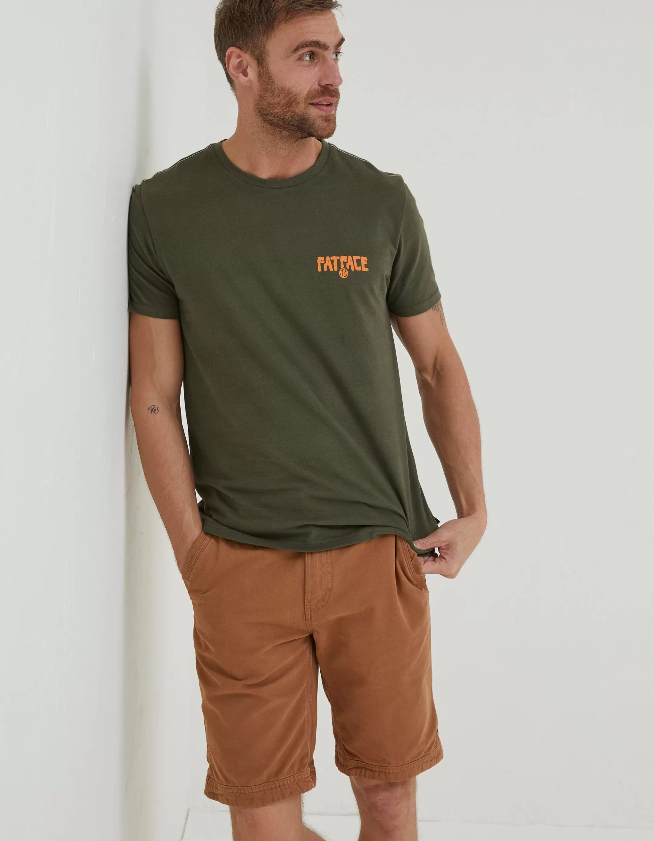 Fashion FatFace Surf Comp T-Shirt Khaki Green