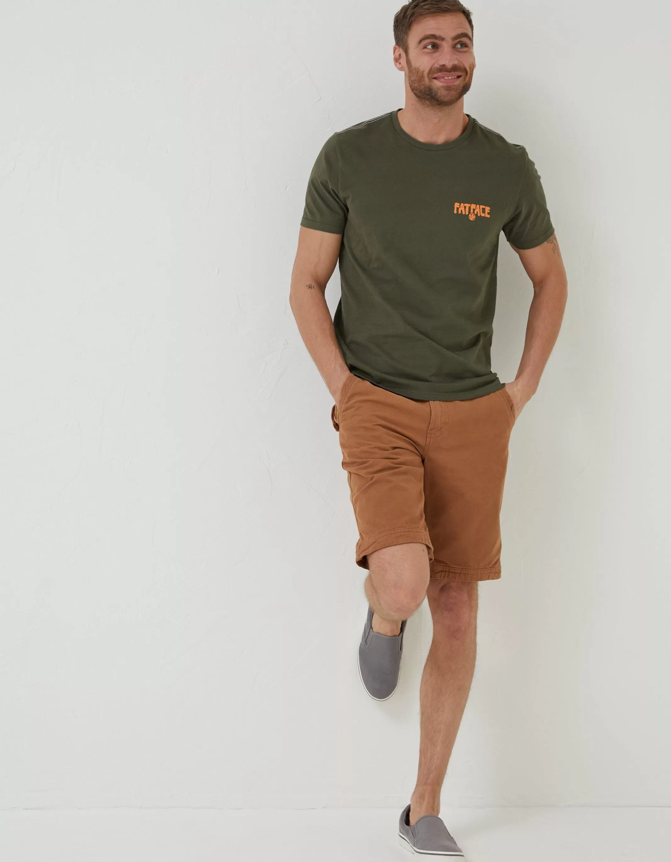 Fashion FatFace Surf Comp T-Shirt Khaki Green