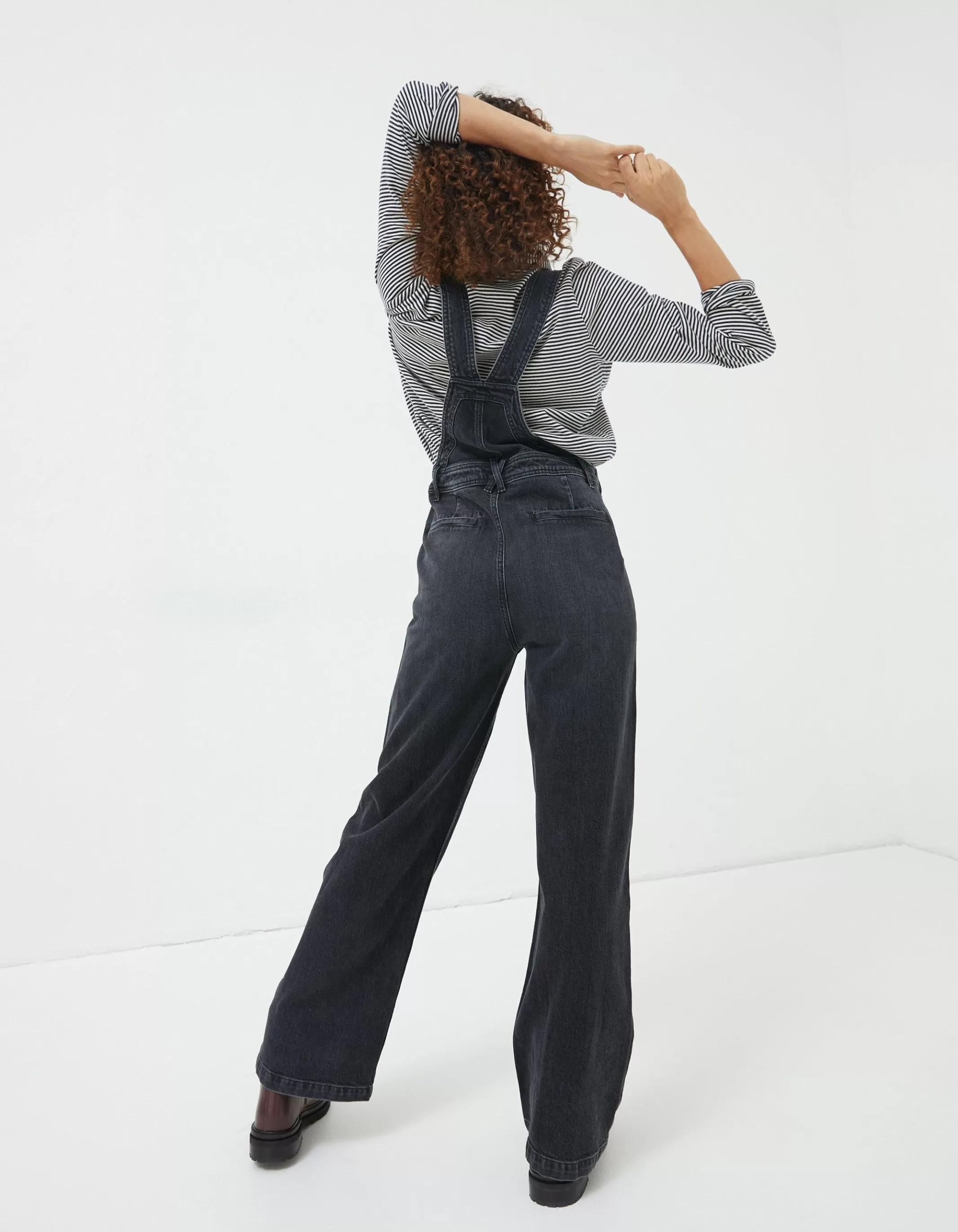 Cheap FatFace Tetbury Wide Leg Dungarees Black