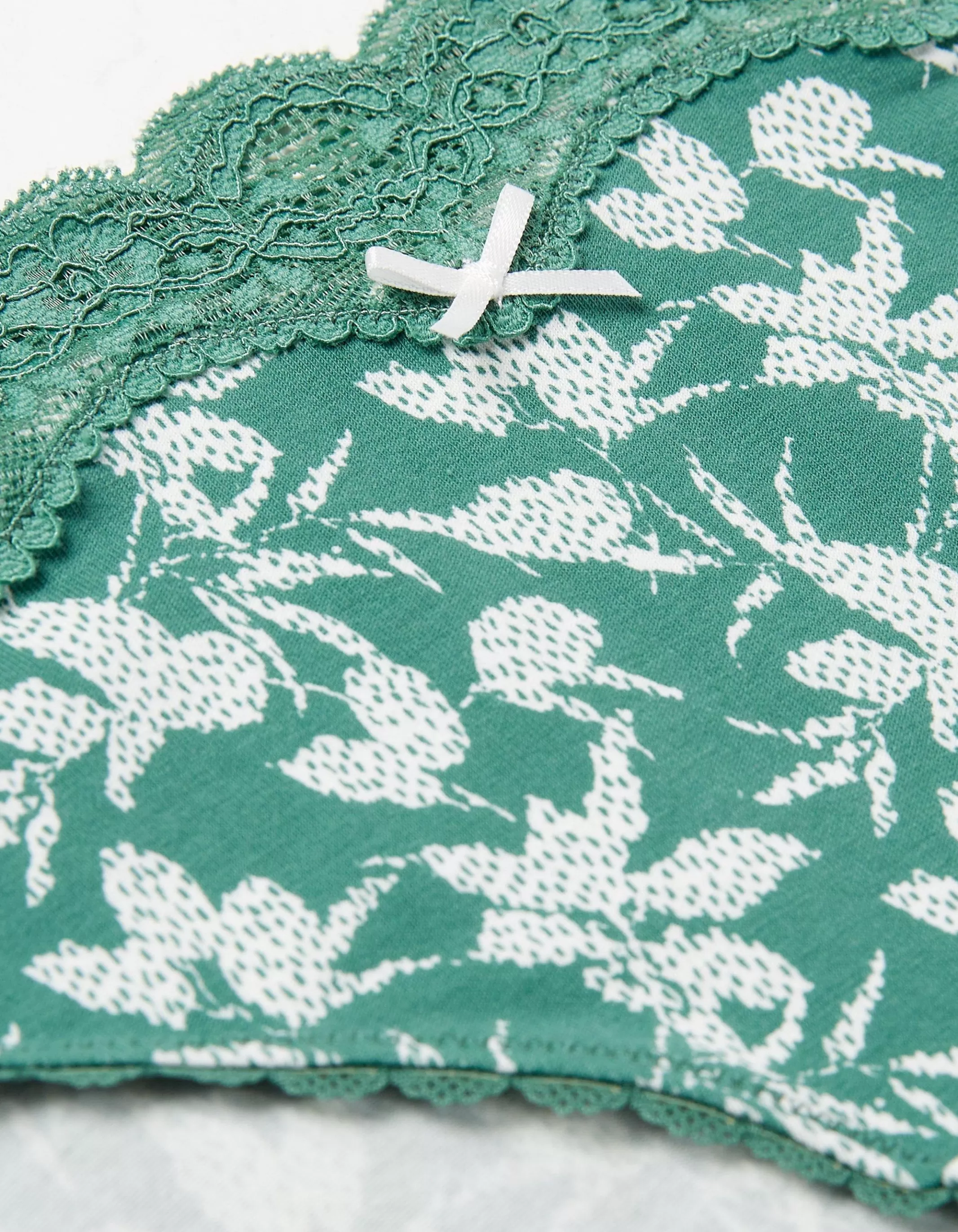New FatFace Textured Leaves Mini Knickers Dark Green