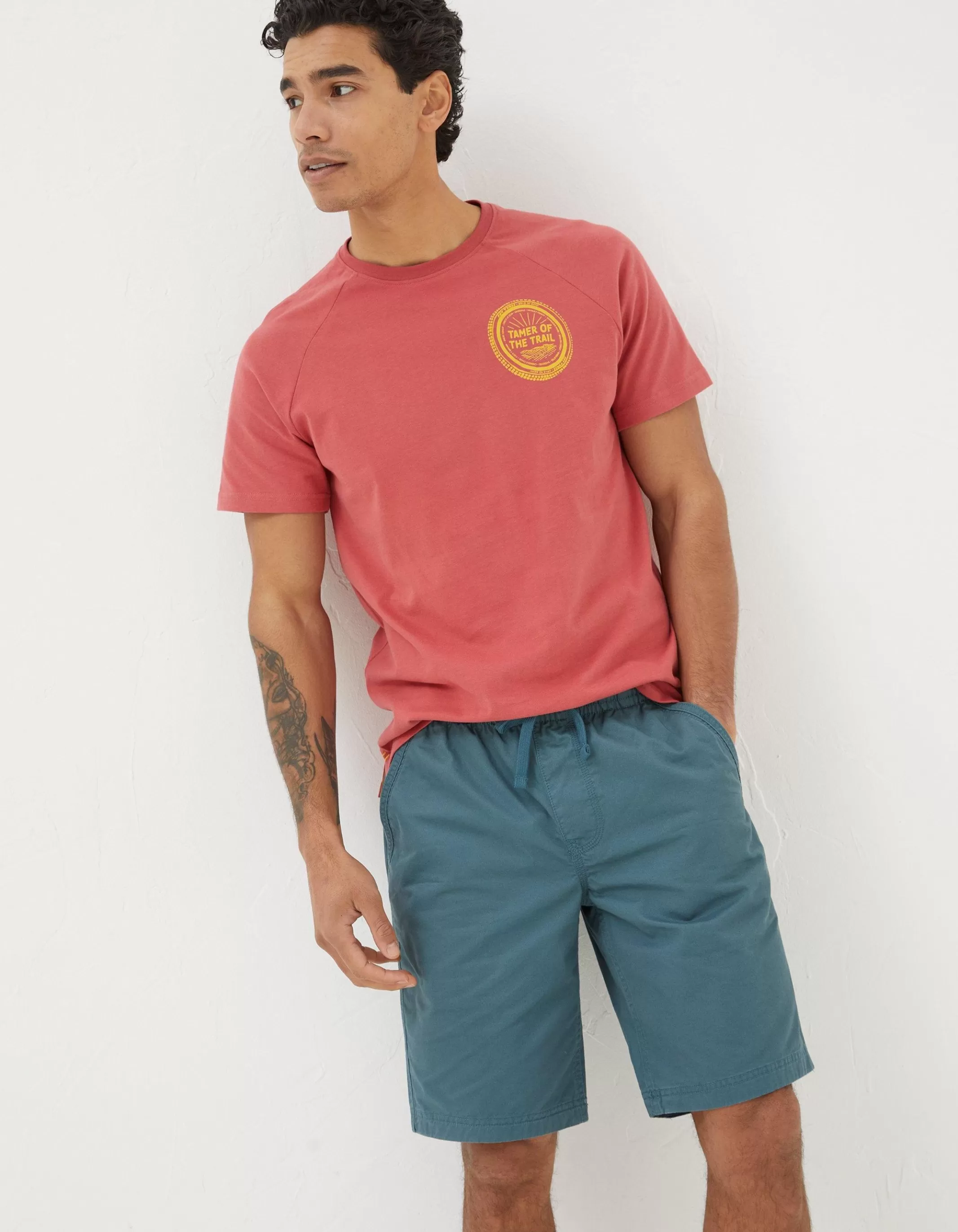 Shop FatFace Trail Tamer T-Shirt Coral Pink