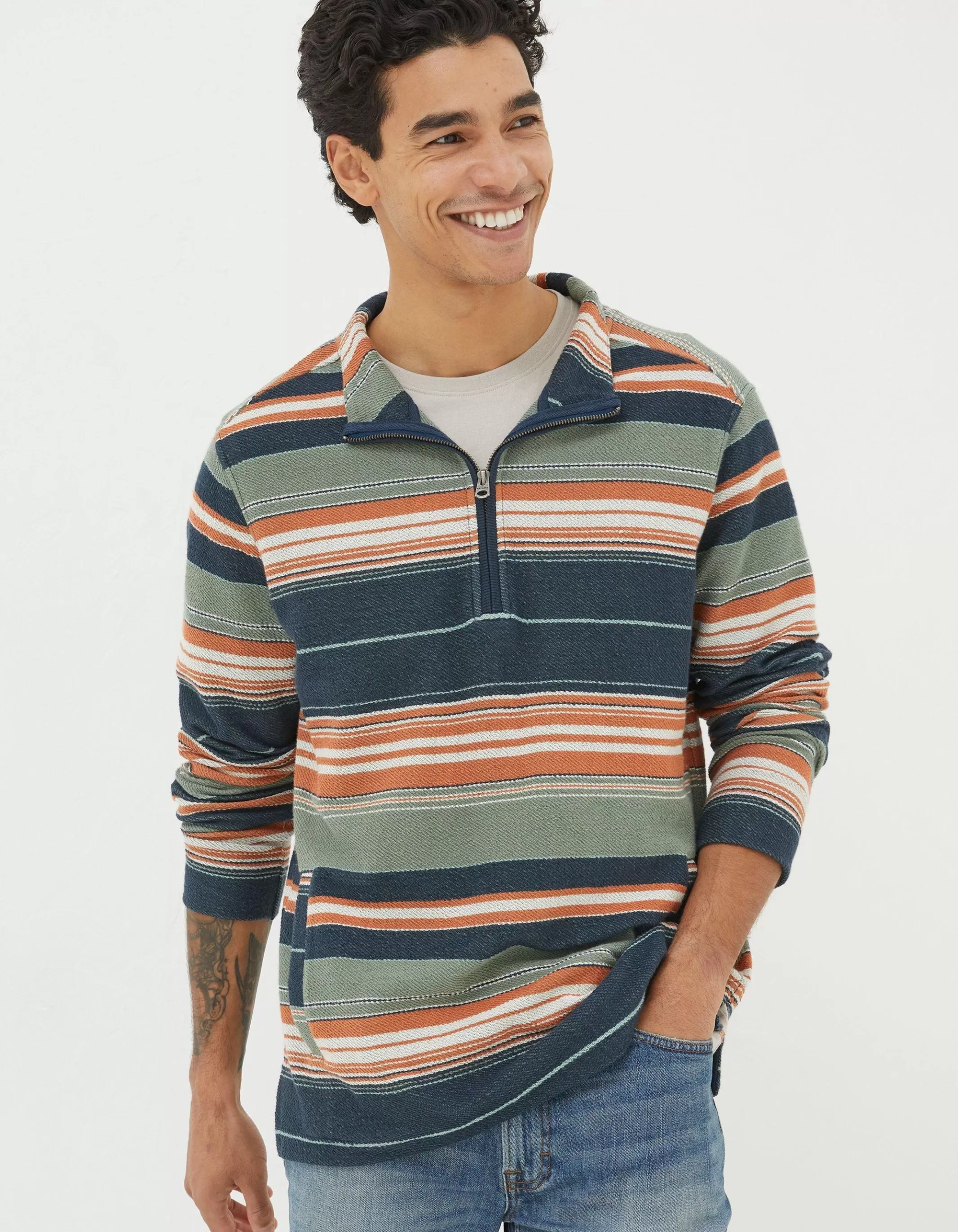 Flash Sale FatFace Trescowe Half Neck Sweatshirt Green Haze