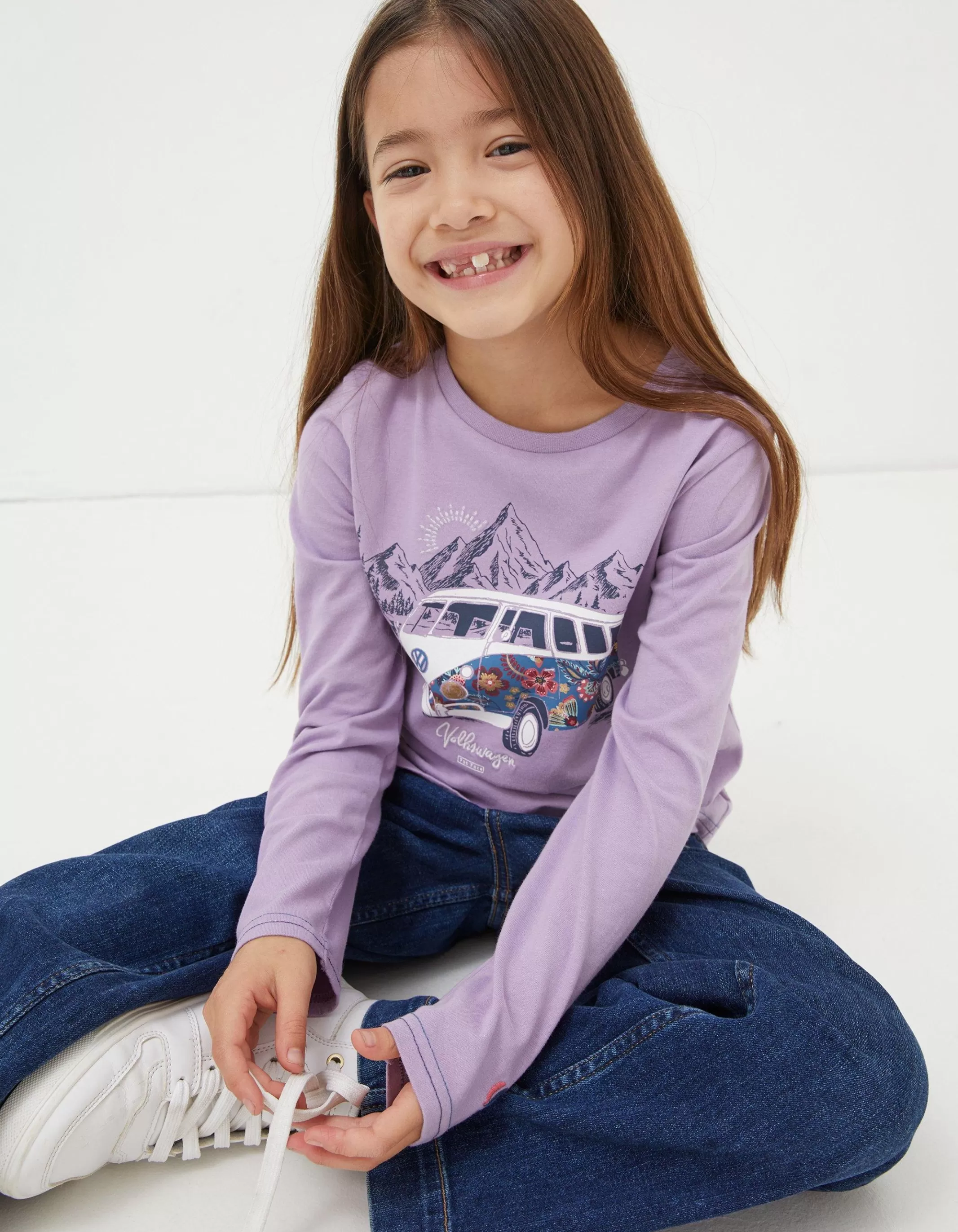 Shop FatFace Vw Graphic Jersey T-Shirt Lilac
