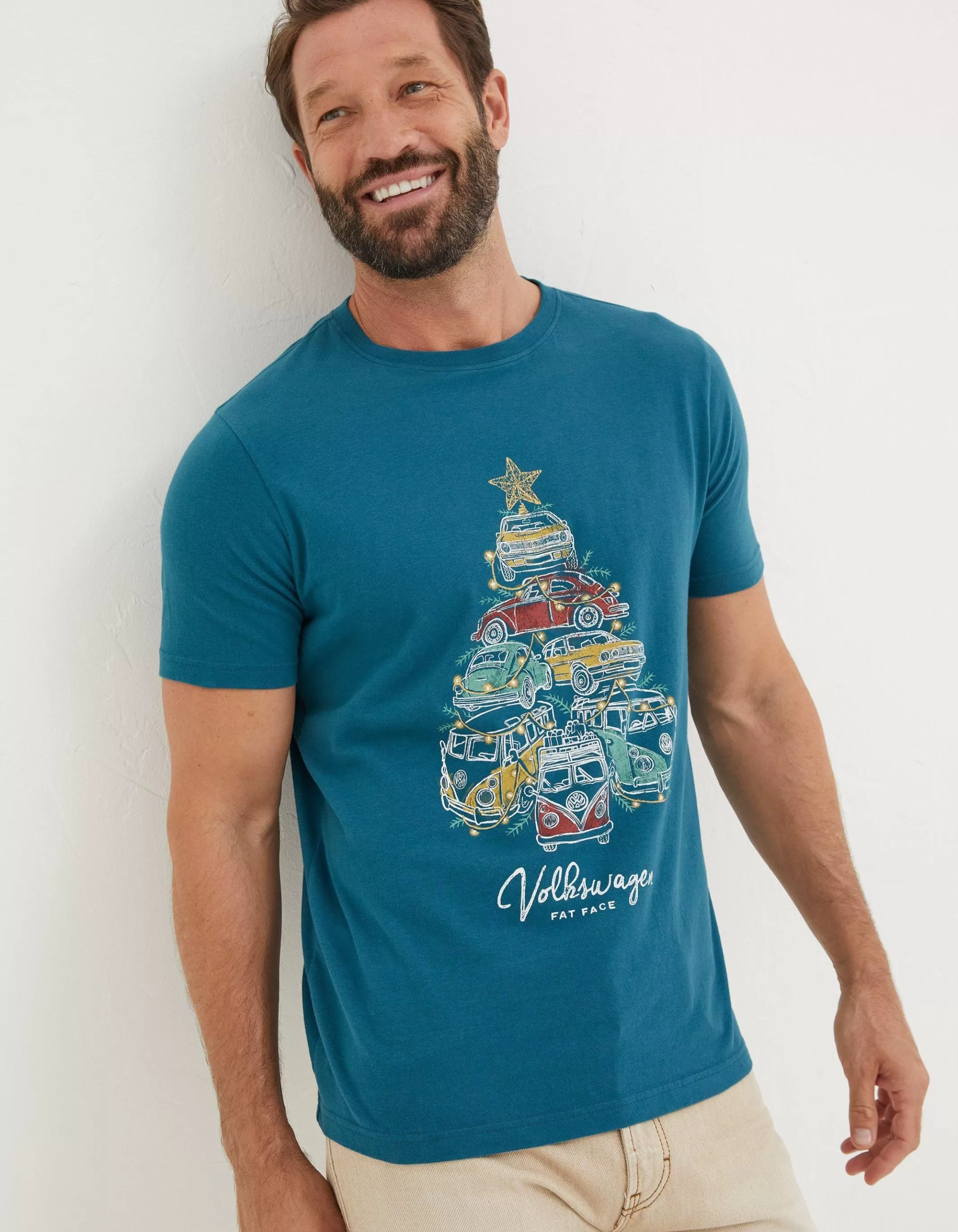 Outlet FatFace Vw Stacked T-Shirt Teal Blue