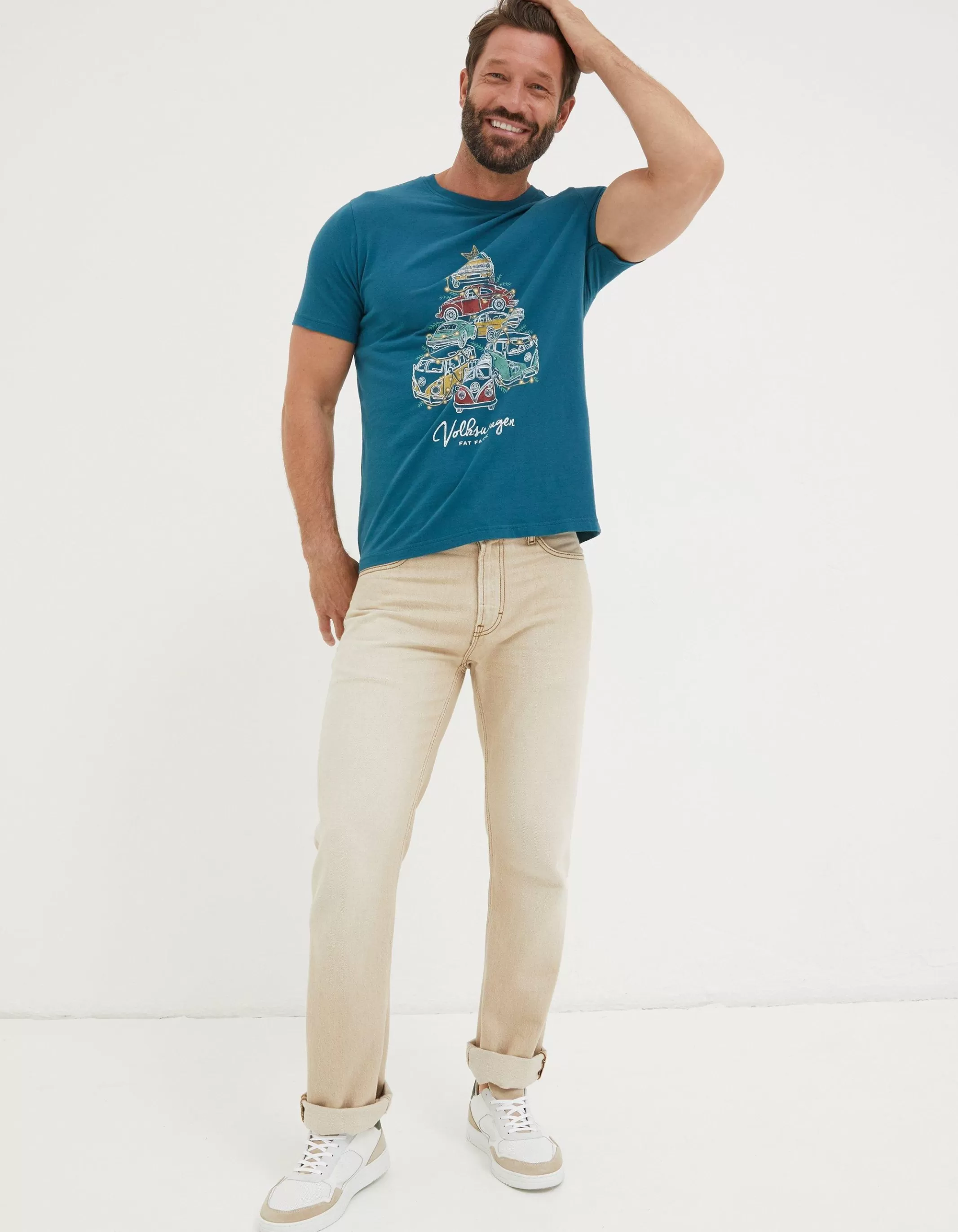 Outlet FatFace Vw Stacked T-Shirt Teal Blue
