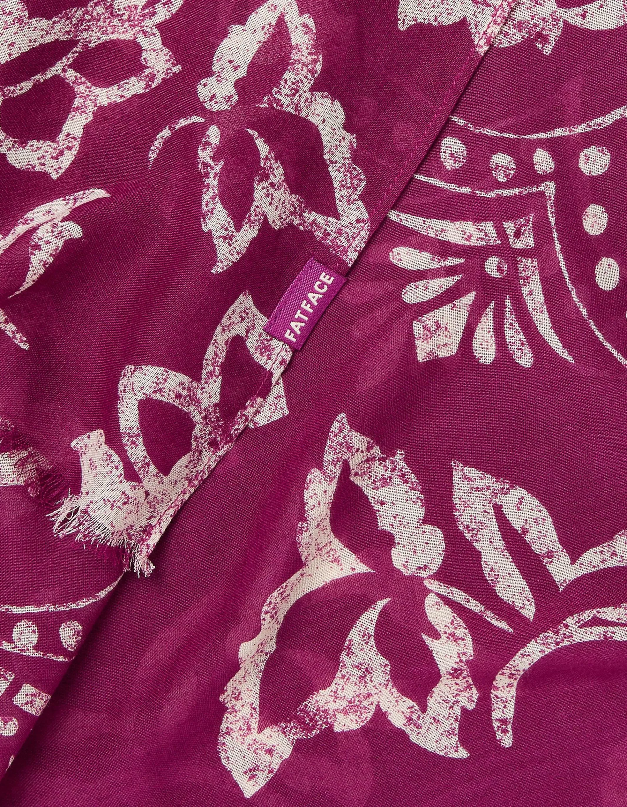 Shop FatFace Wallpaper Floral Scarf Plum
